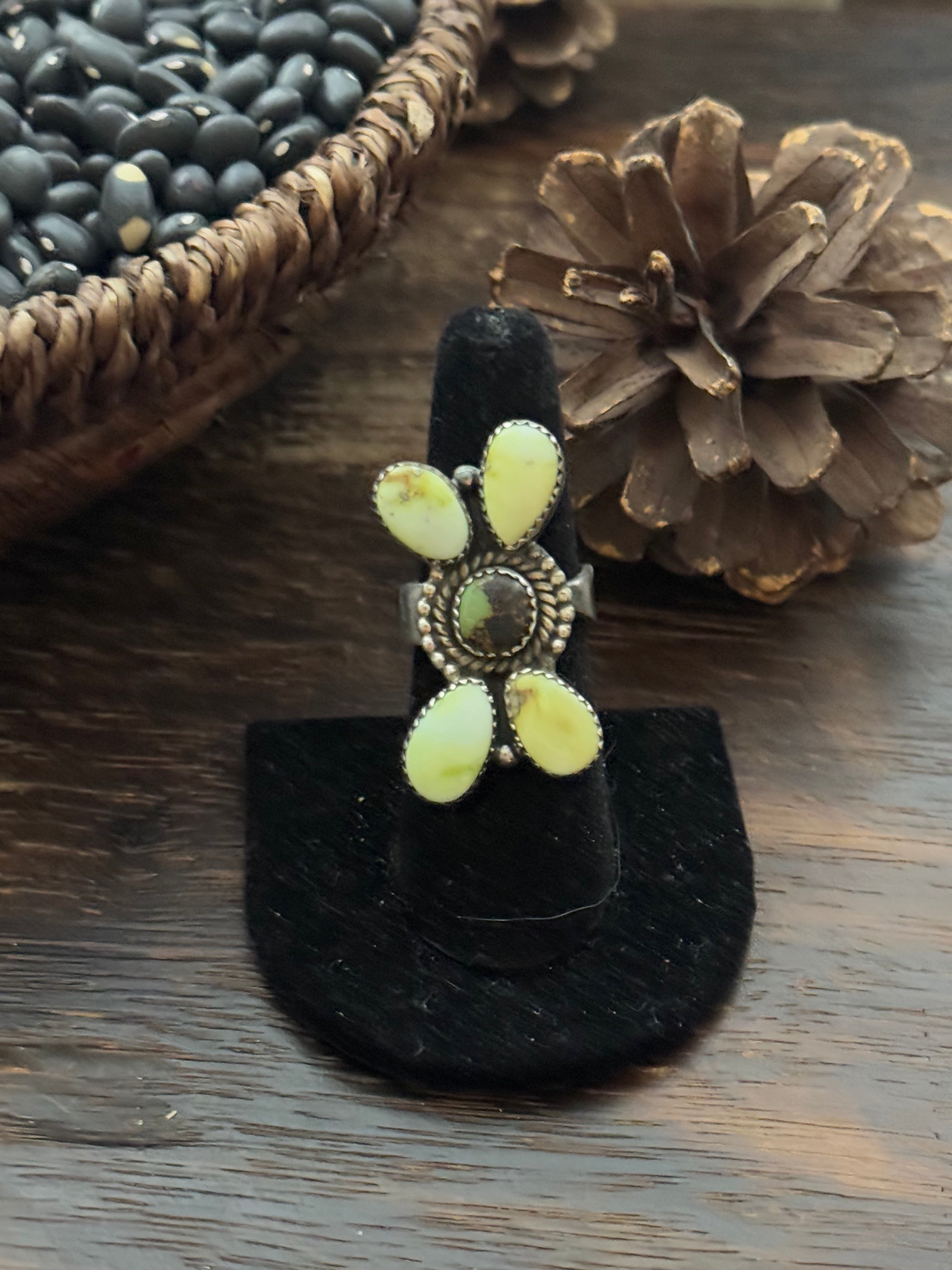 Southwest Handmade Multi Stone & Sterling Silver Adjustable Ring