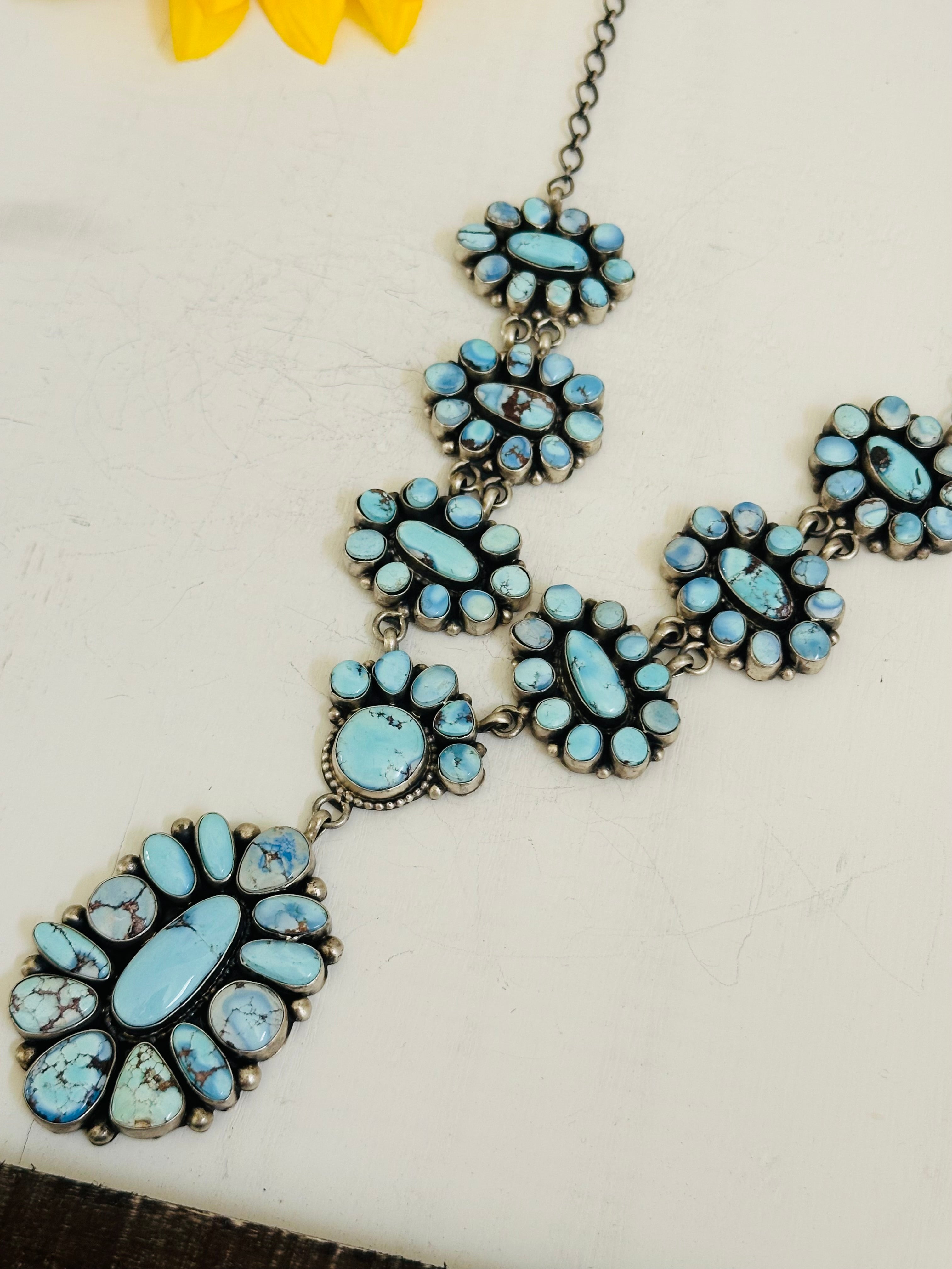 Pansy Johnson Golden Hills Turquoise & Sterling Silver Cluster Necklace Set