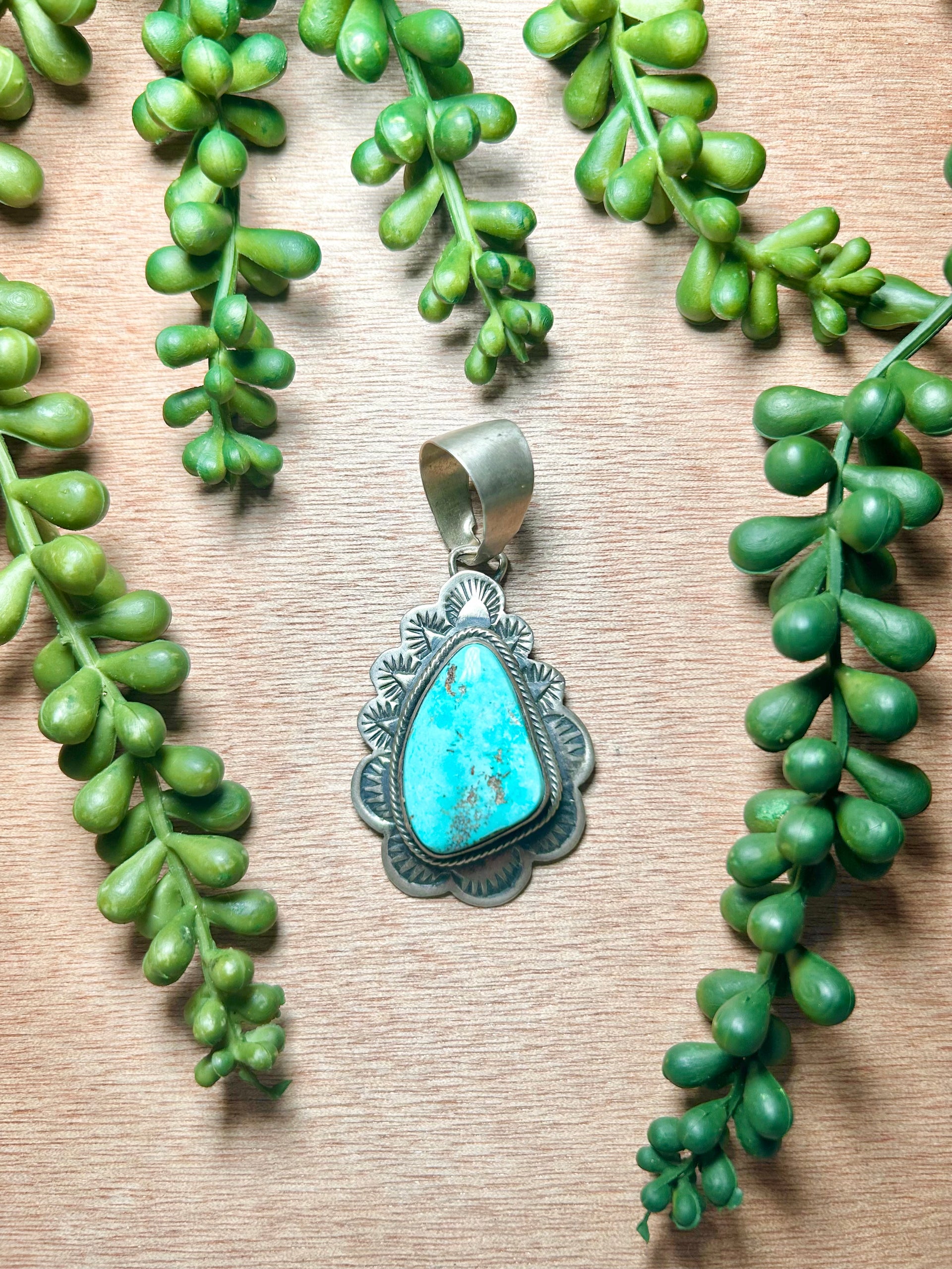 Navajo Made Royston Turquoise & Sterling Silver Pendant
