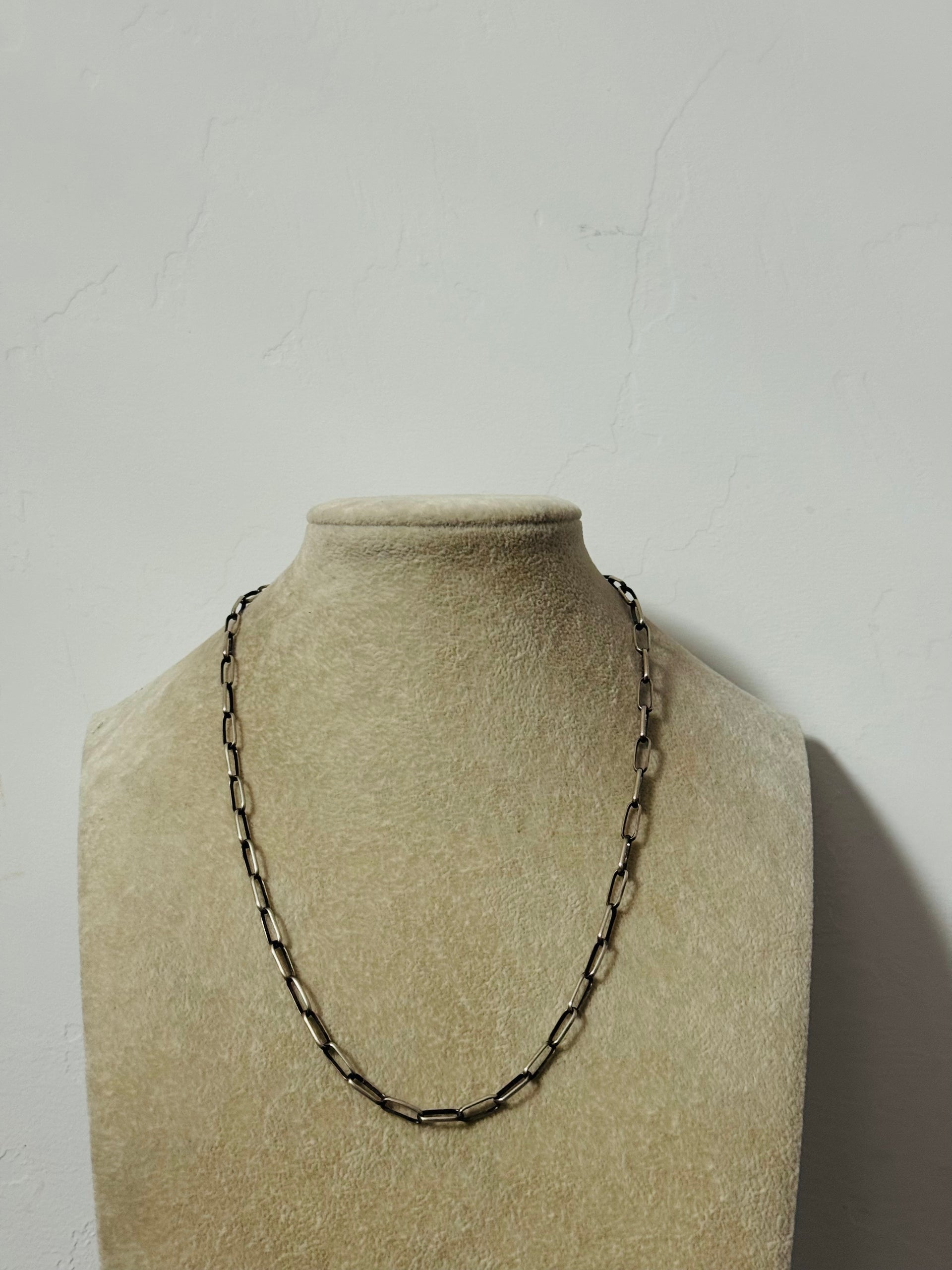 Navajo Made Sterling Silver Paperclip Chain Necklace