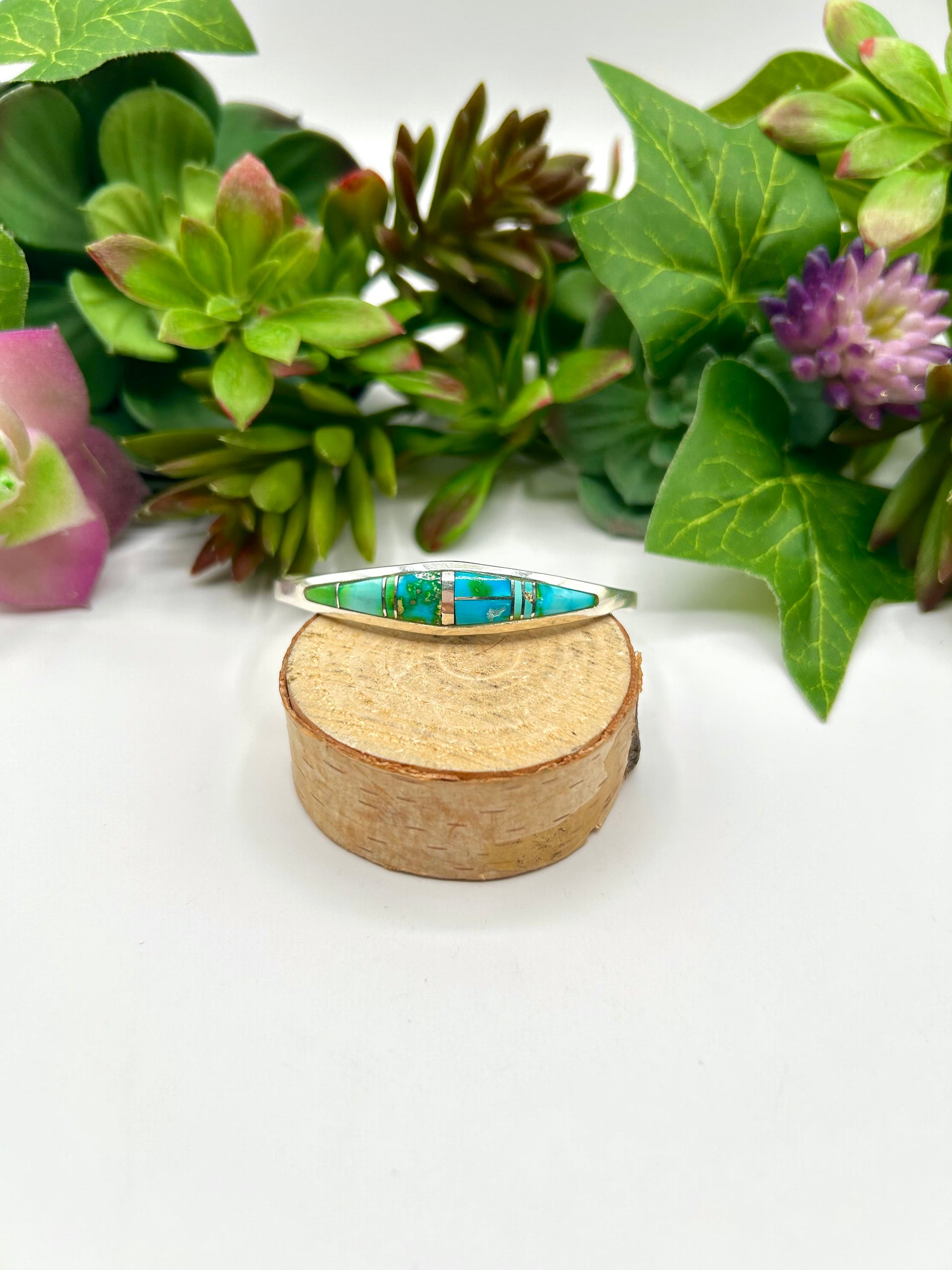 Navajo Made Sonoran Mountain Turquoise & Sterling Silver Cuff Bracelet