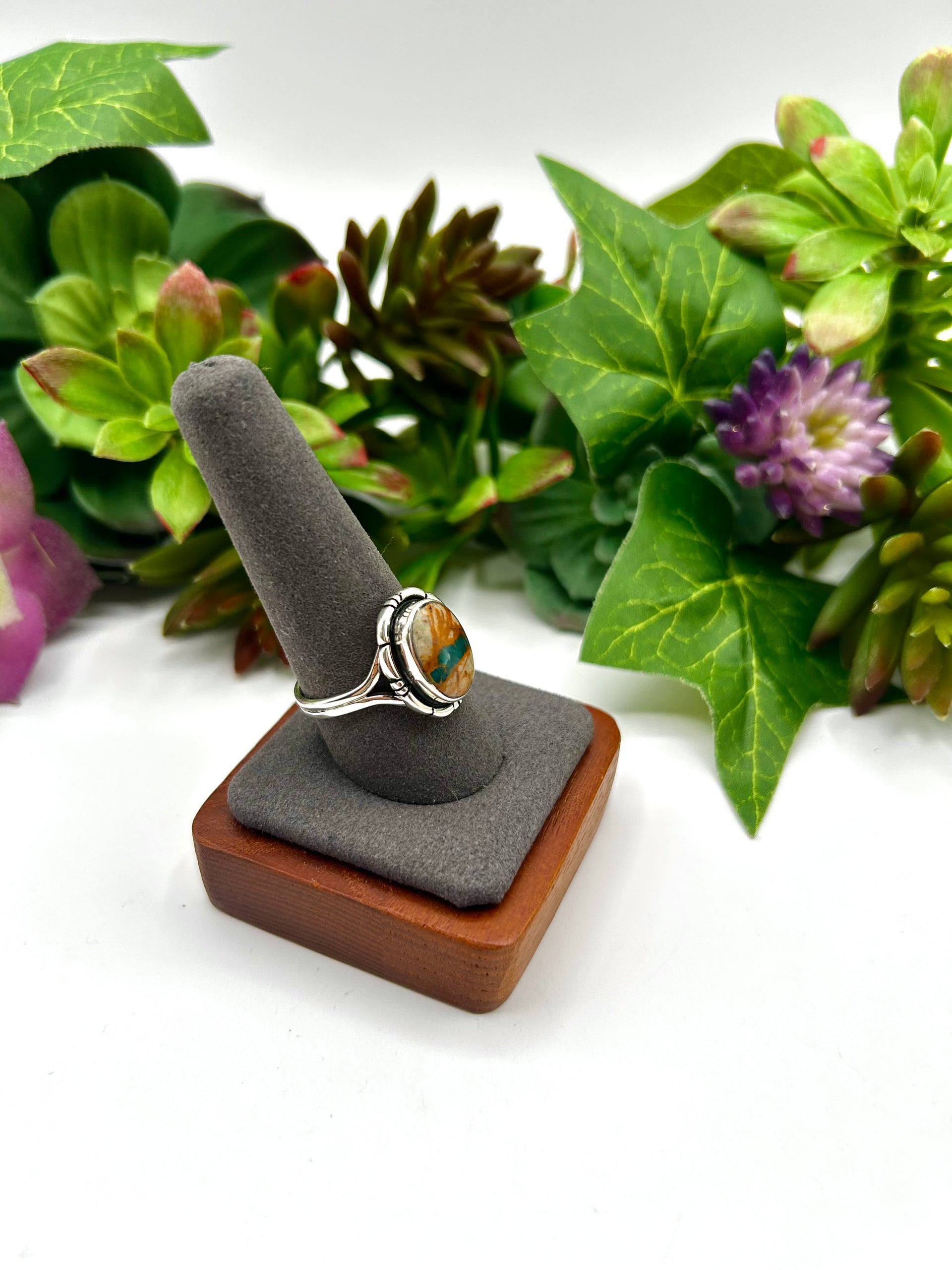 Navajo Made Ribbon Royston & Sterling Silver Ring Size 10