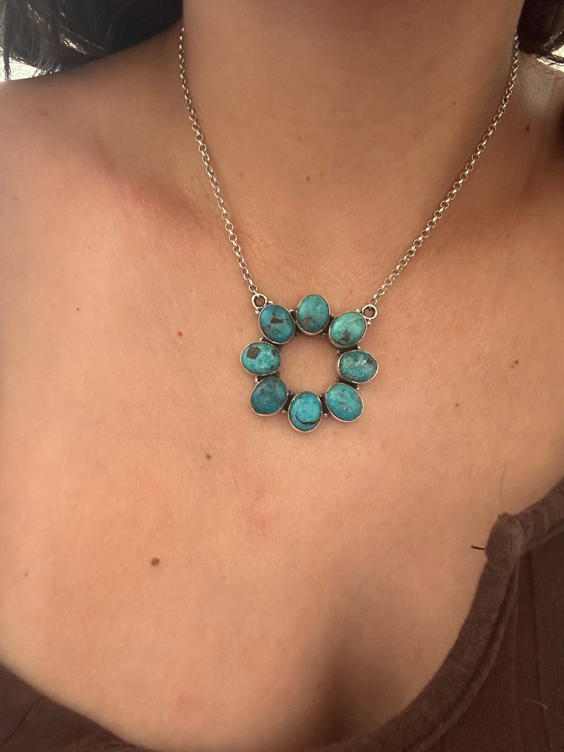 Southwest Made Kingman Turquoise & Sterling Silver Necklace