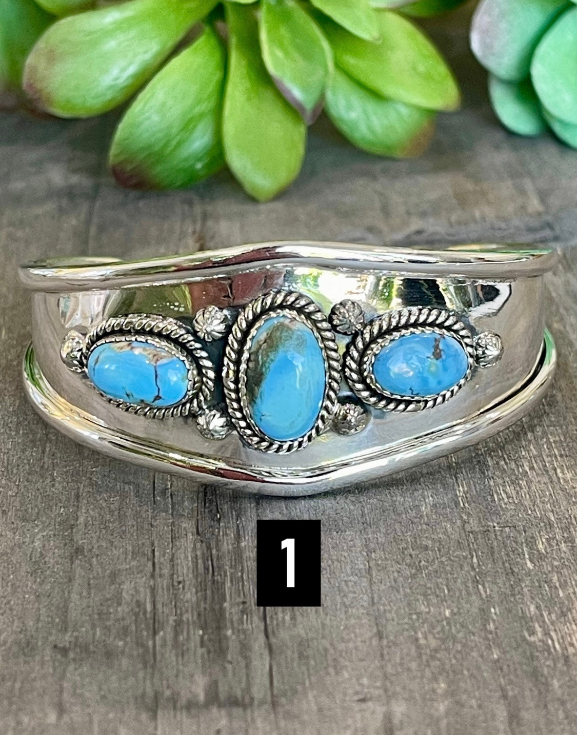 Southwest Handmade Golden Hills Turquoise & Sterling Silver Cuff Bracelet