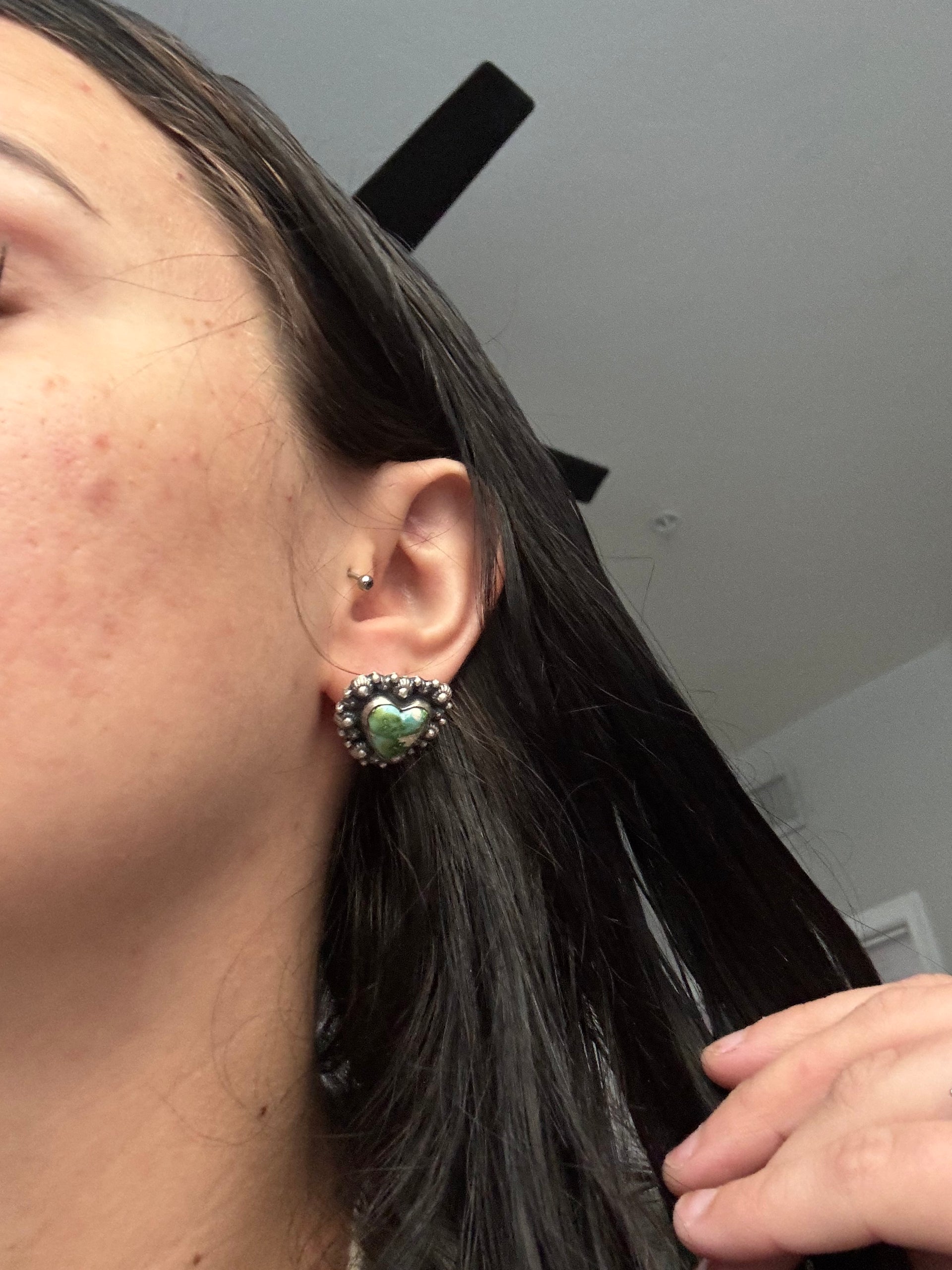 Southwest Handmade Sonoran Mountain Turquoise & Sterling Silver Post Earrings