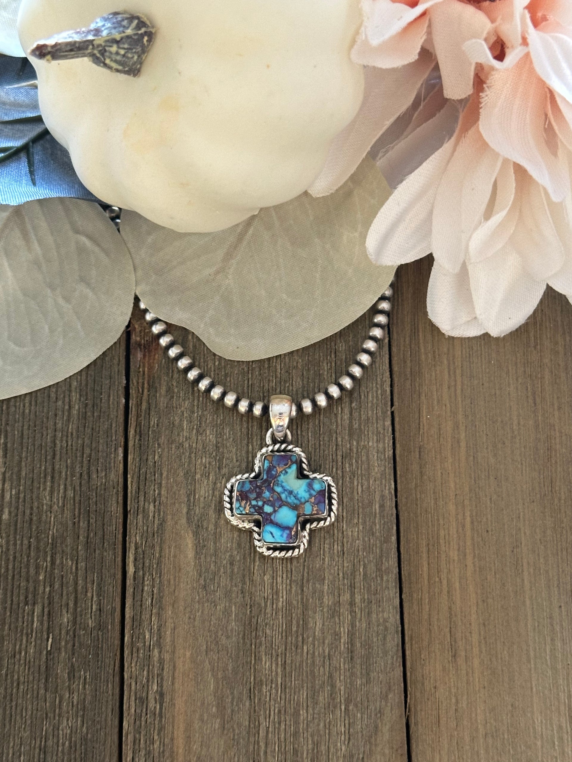 Southwest Handmade Mohave Turquoise & Sterling Silver Pendant
