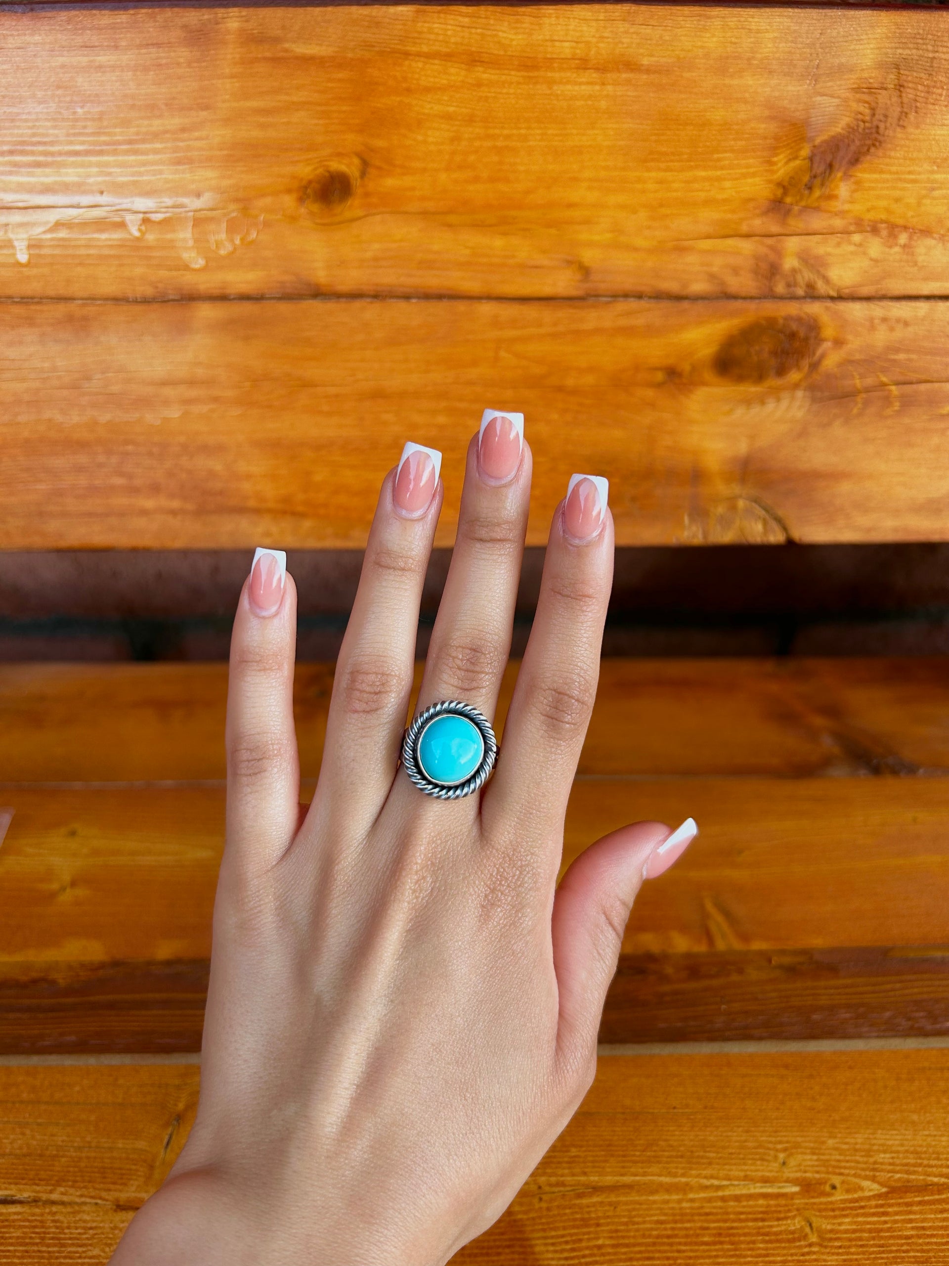 Danny Henio Kingman Turquoise & Sterling Silver Adjustable Ring