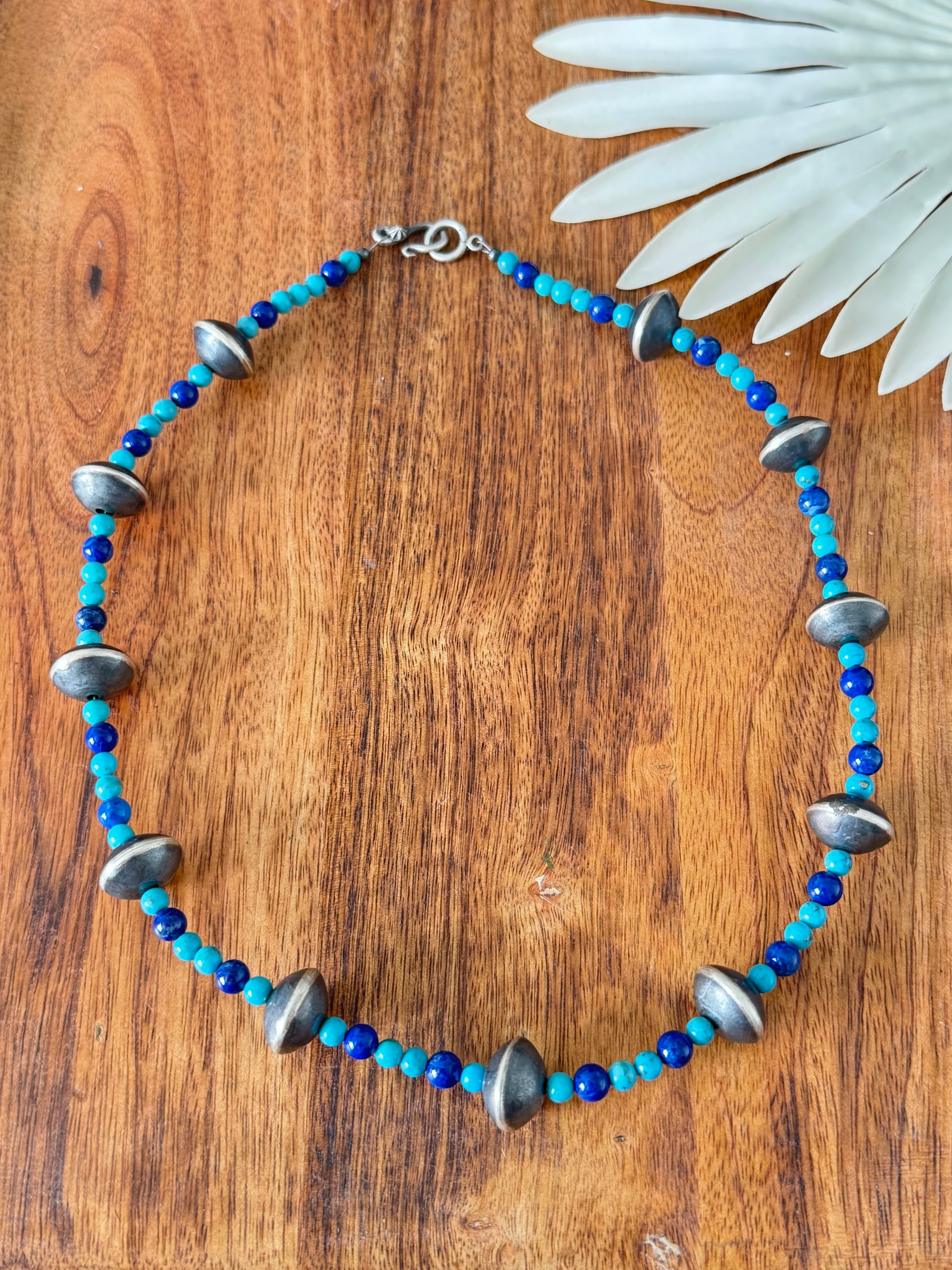 Navajo Strung Multi Stone & Sterling Silver Pearl Necklace