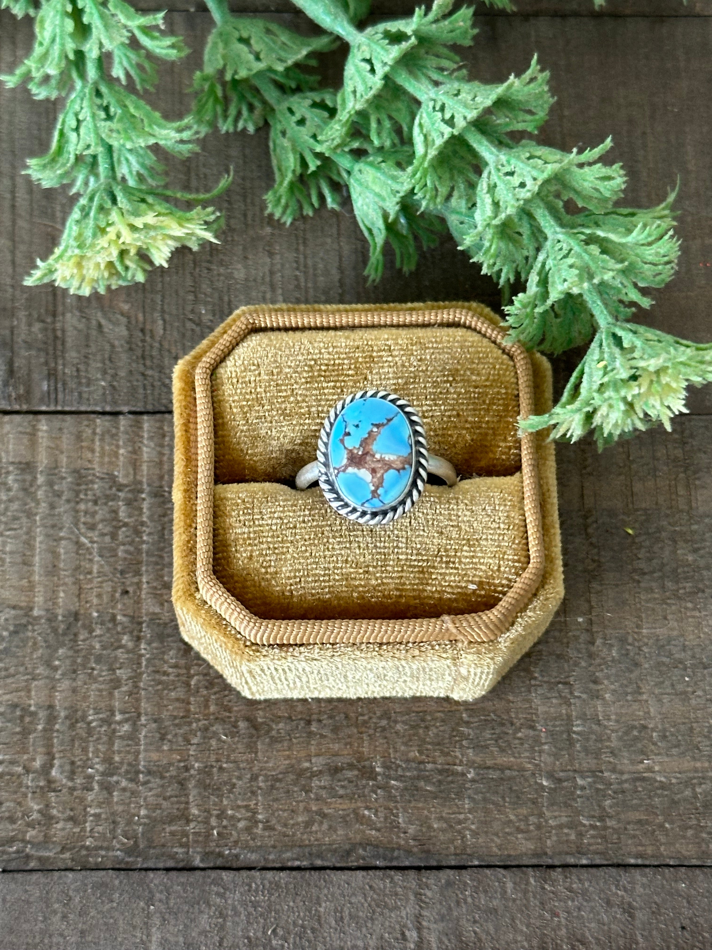 Navajo Made Golden Hills Turquoise & Sterling Silver Ring