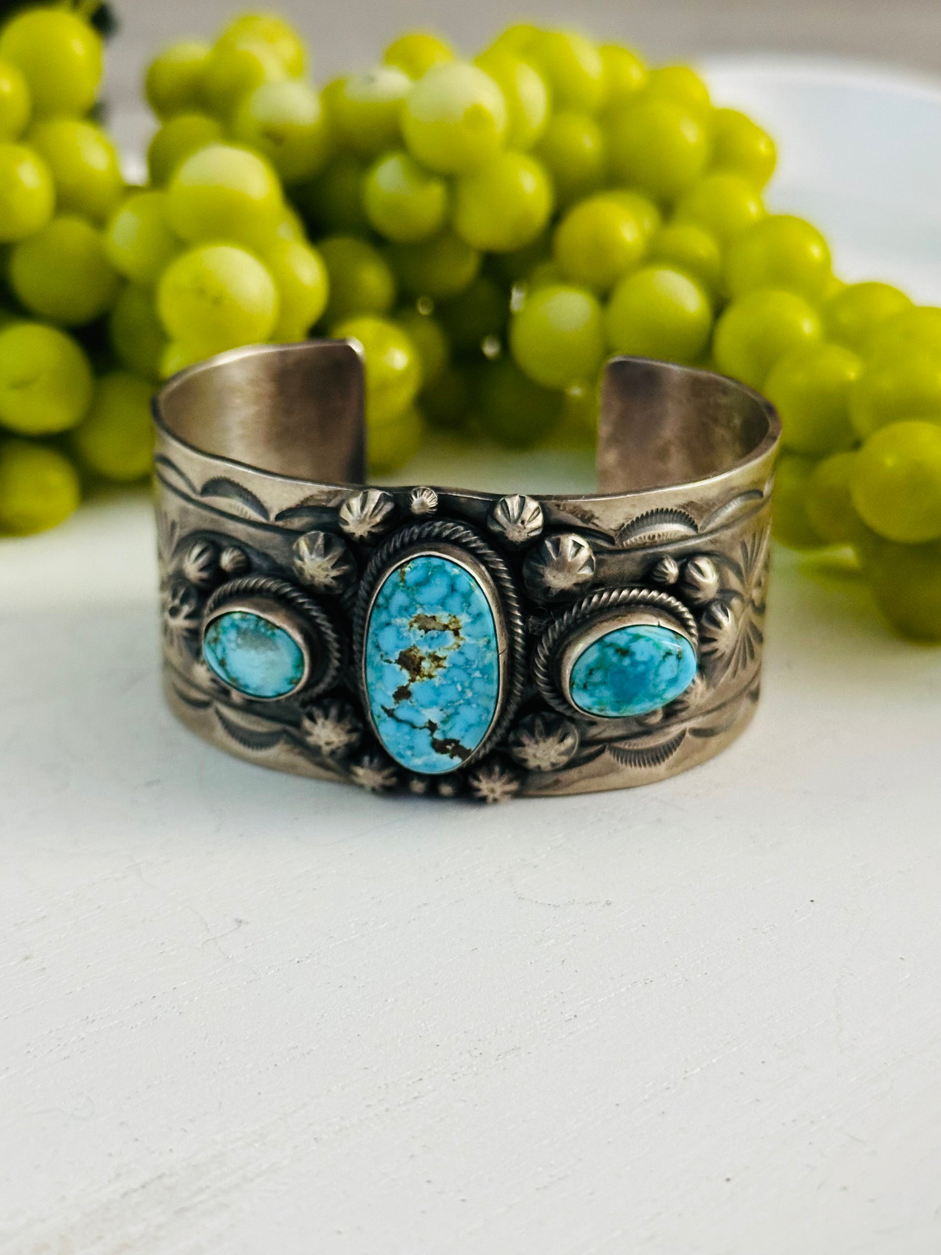 Shelia Tso Birds Eye Kingman Turquoise & Sterling Silver Cuff Bracelet