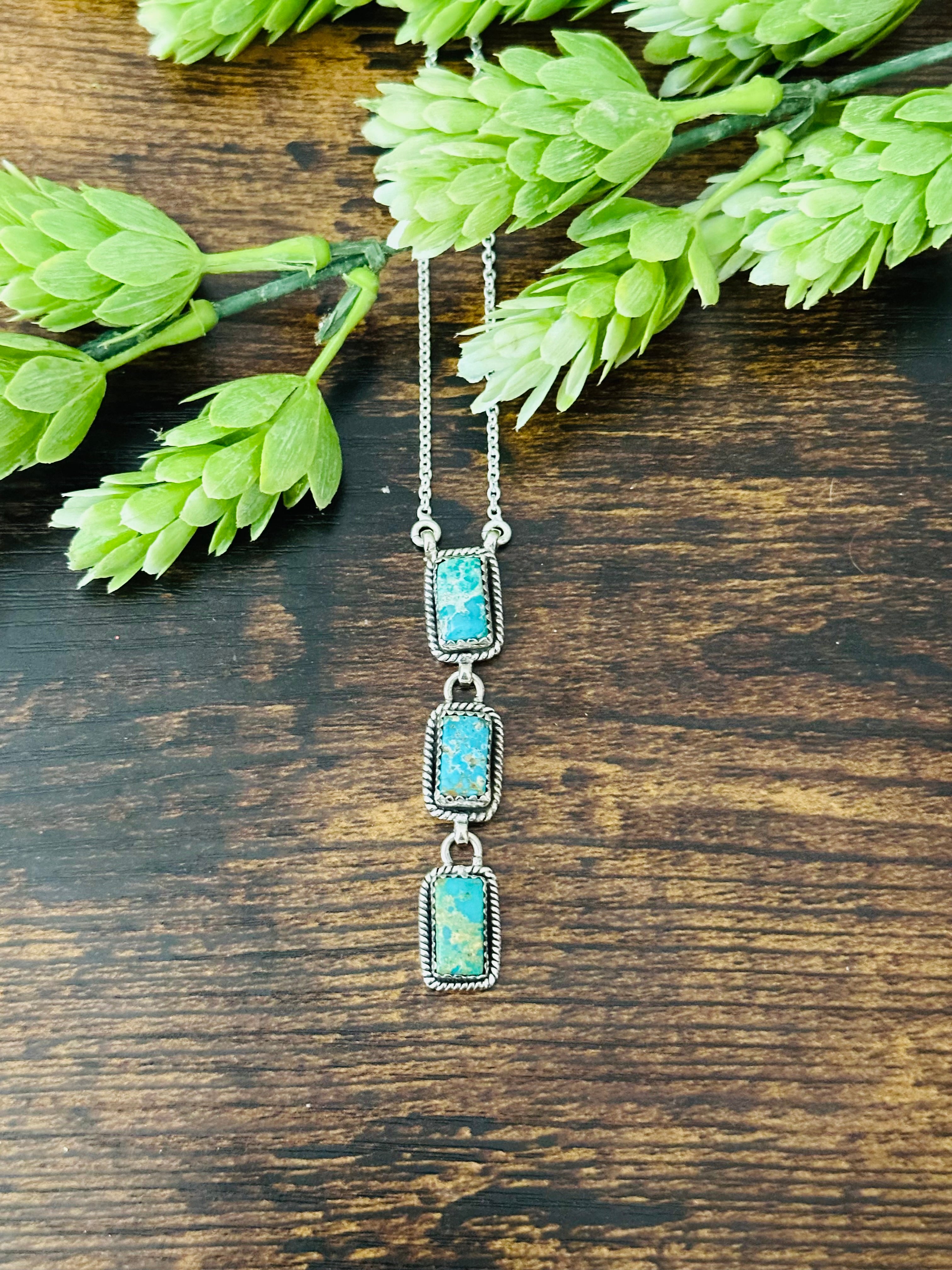 Southwest Handmade Kingman Turquoise & Sterling Silver Necklace