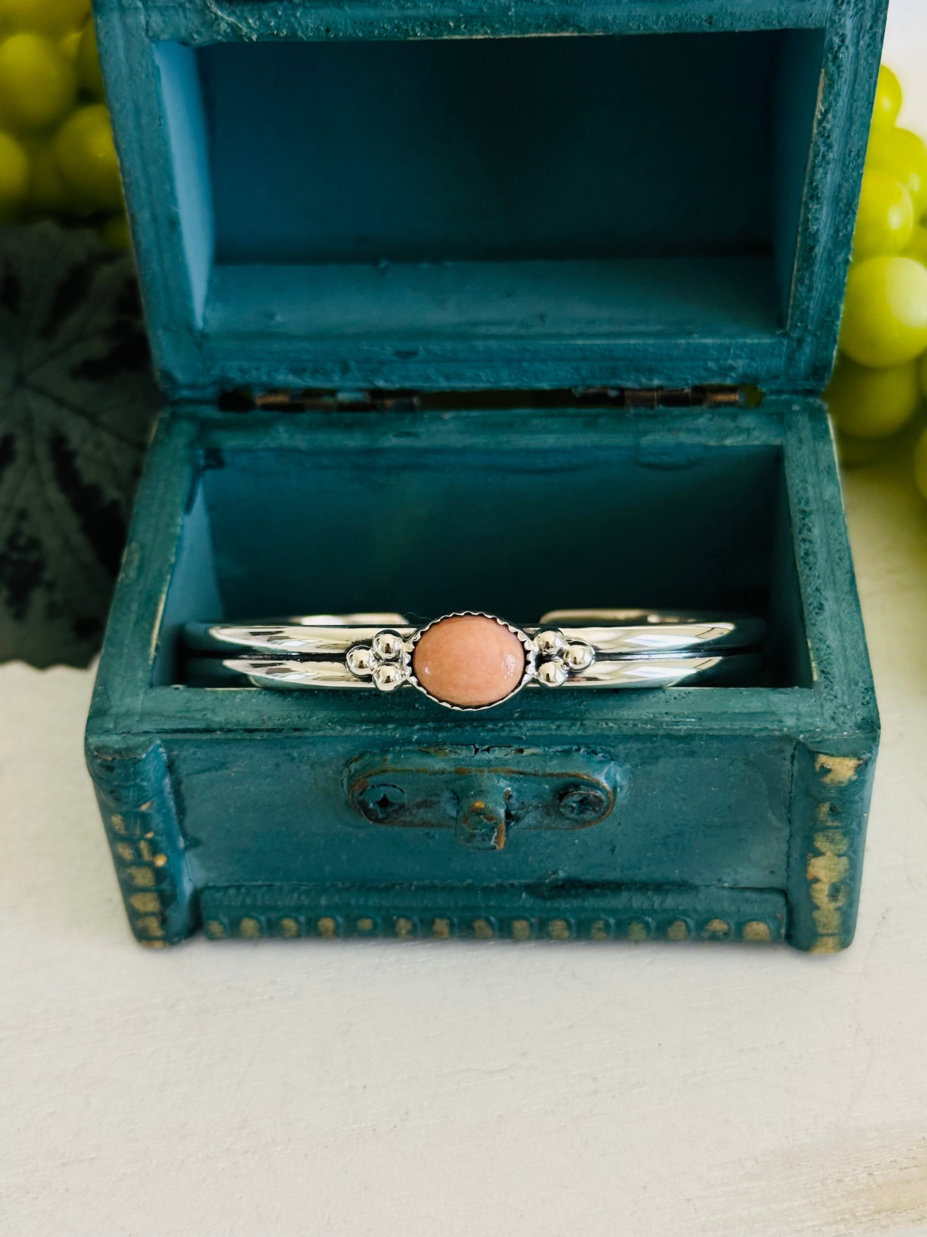 TTD “Heather” Peruvian Pink Opal & Sterling Silver Cuff Bracelet