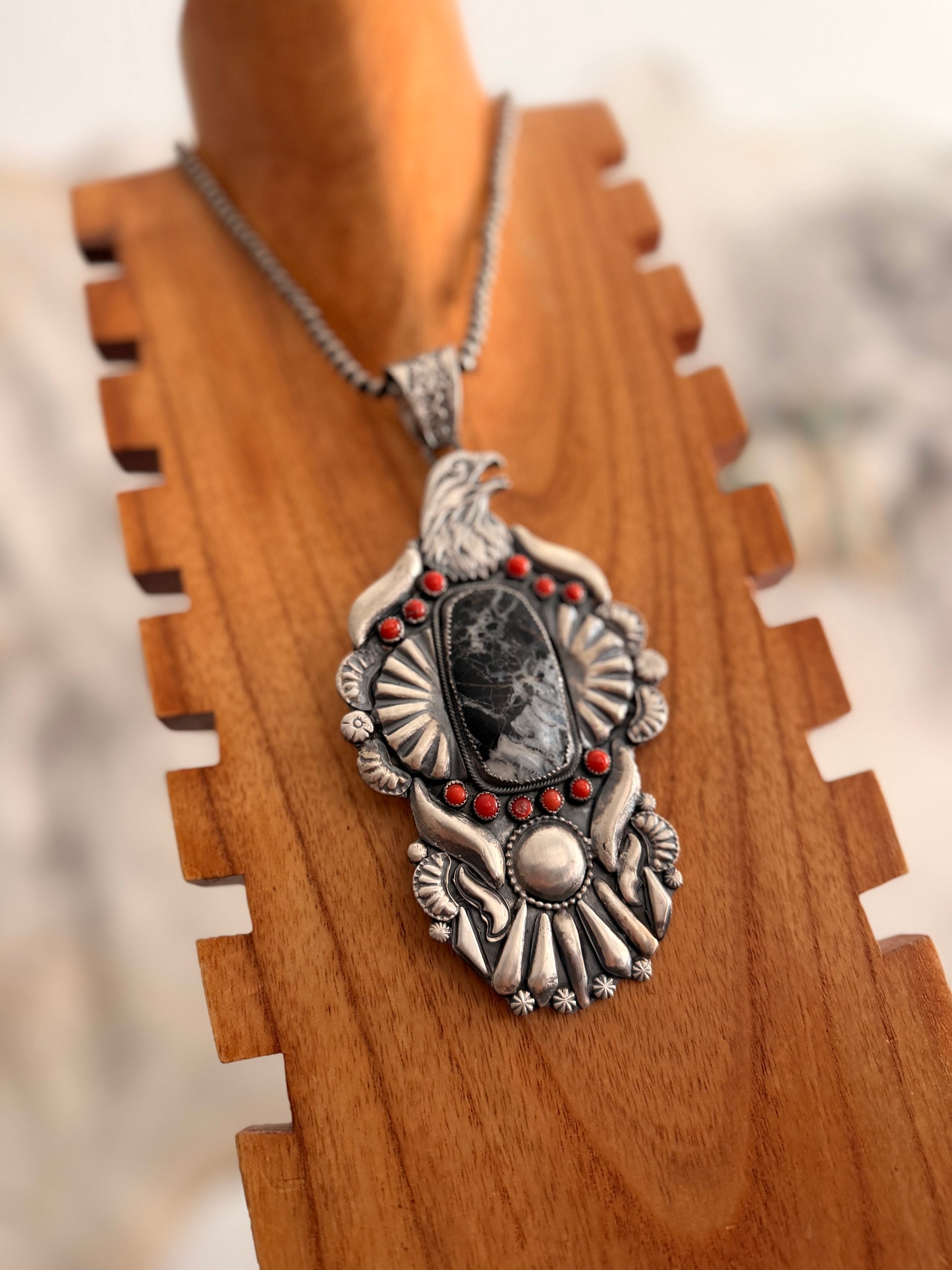 Richard Yazza Multi Stone & Sterling Silver Pendant