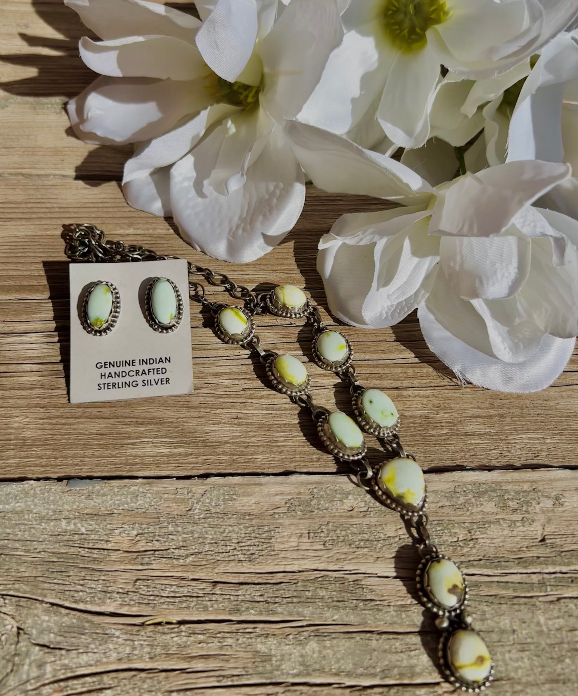 Betta Lee Palomino & Sterling Silver Cluster Necklace Set