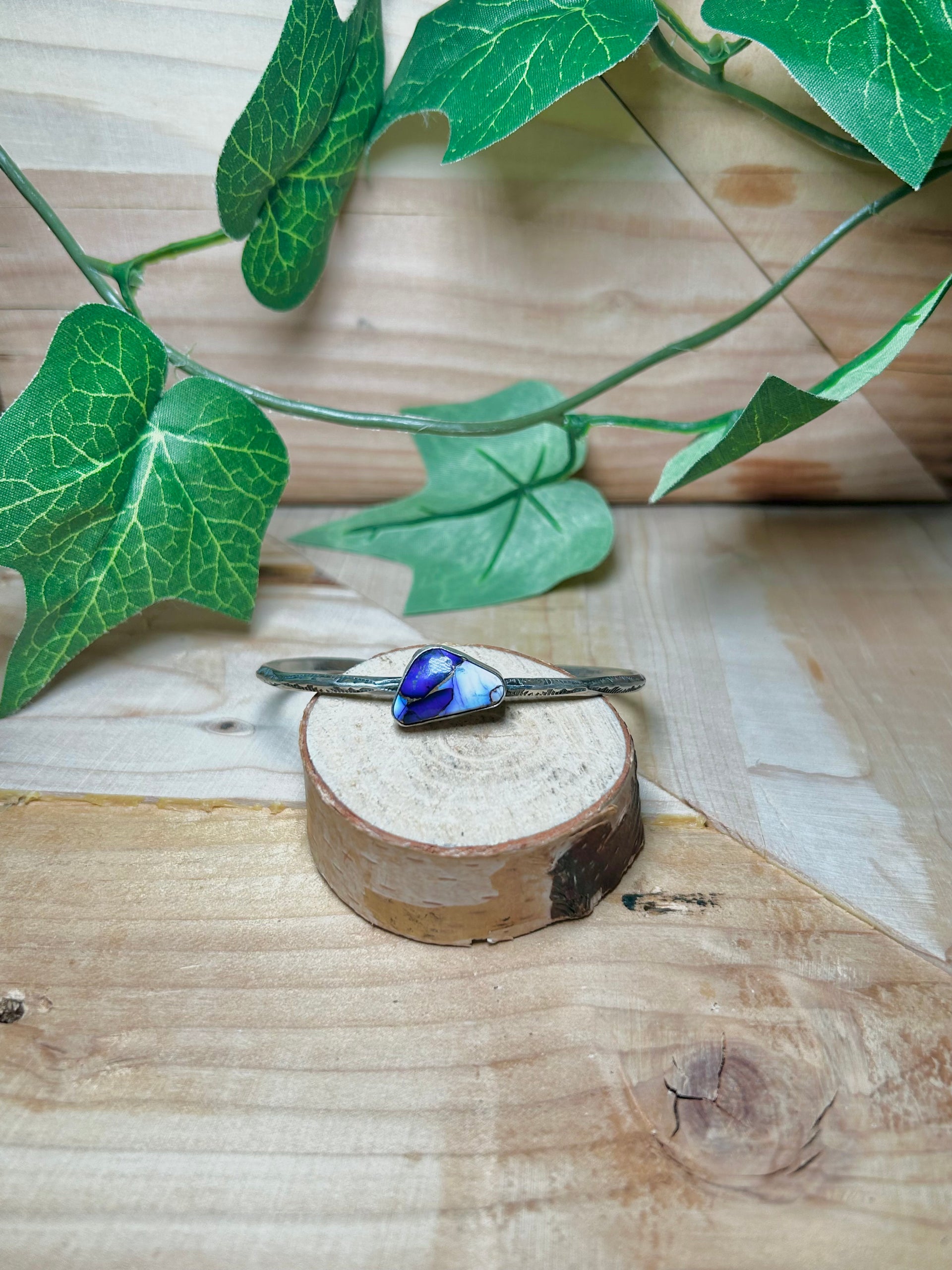 Navajo Made Purple Mohave Turquoise & Sterling Silver Cuff Bracelet