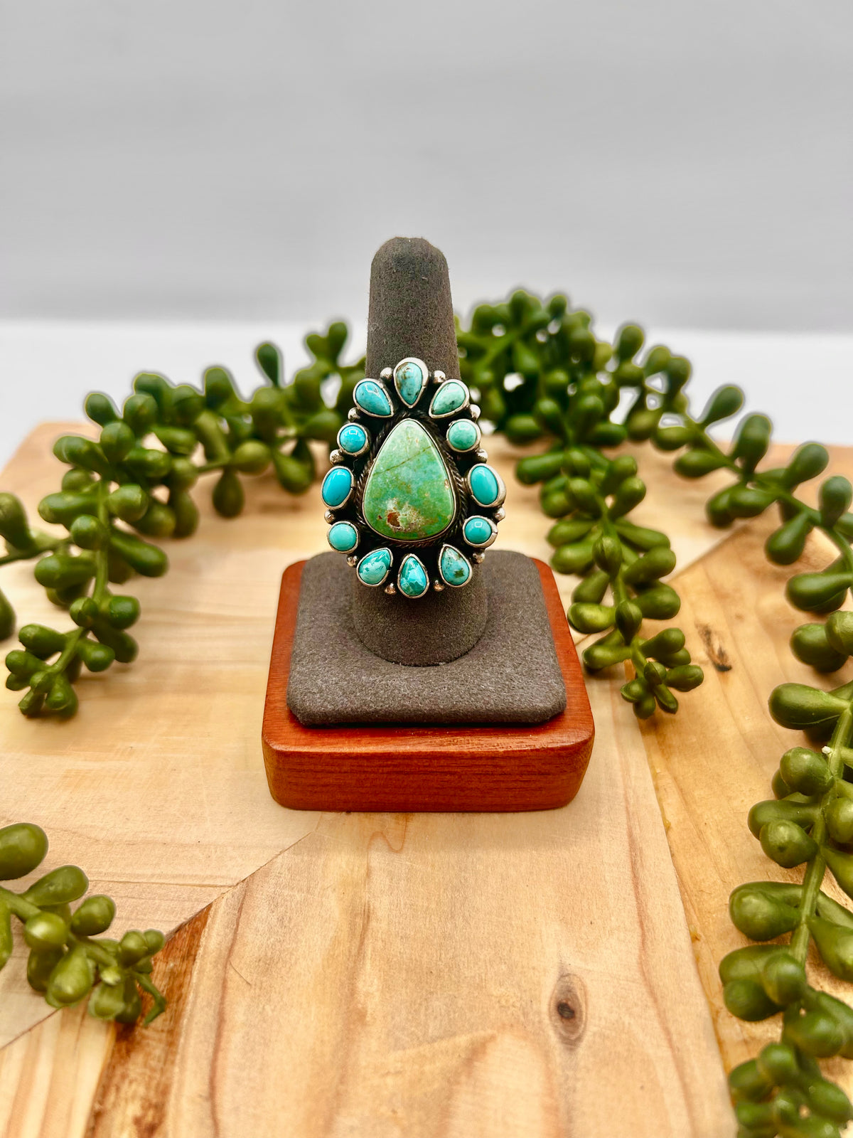 Sheila Becenti Royston  Turquoise & Sterling Silver Ring Size 8.5