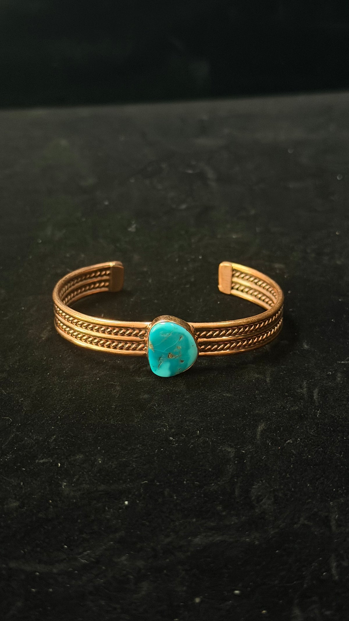 Navajo Made Kingman Turquoise & Copper Cuff Bracelet