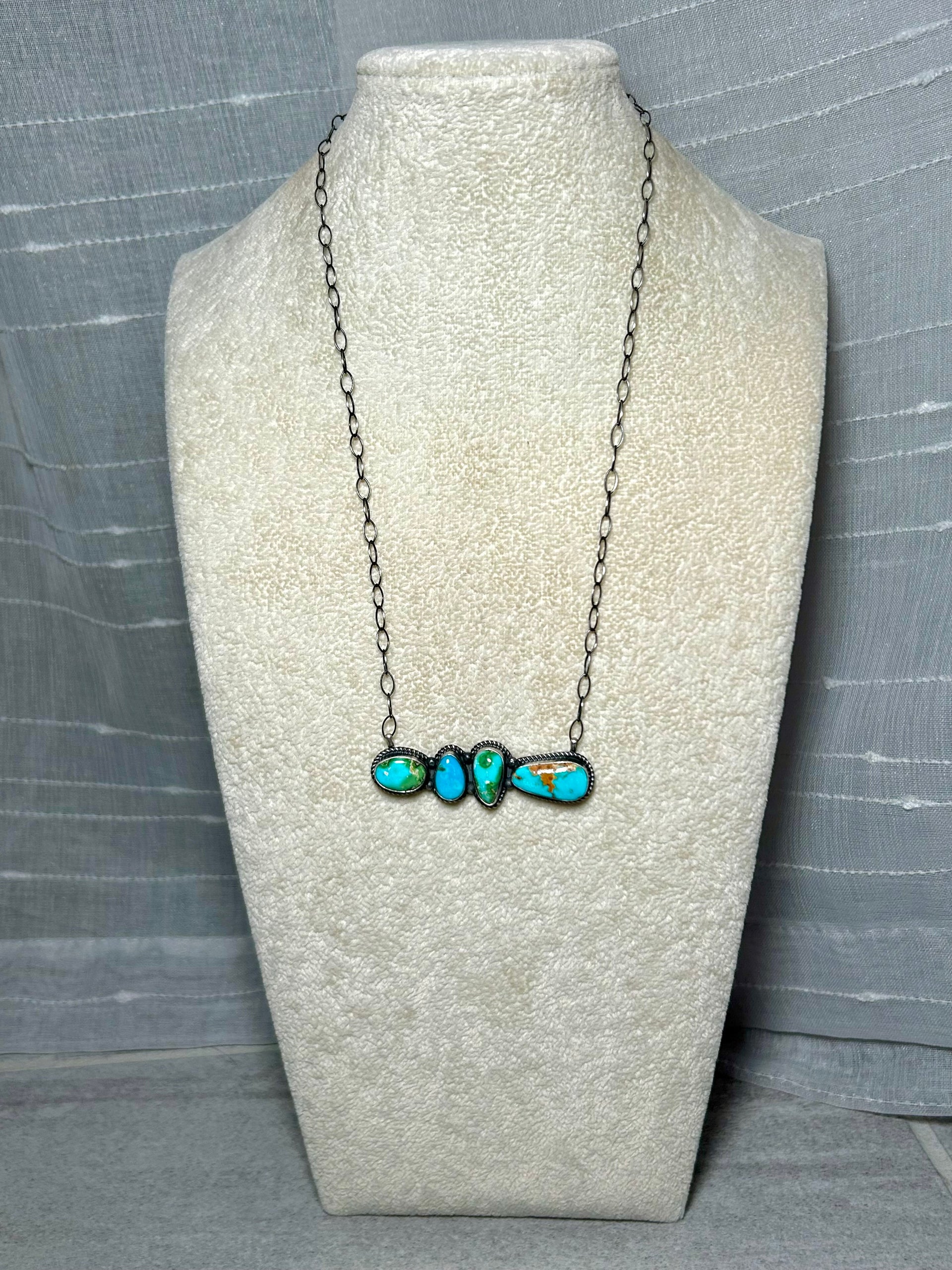 Eli Skeets Mixed Stone Turquoise & Sterling Silver Necklace