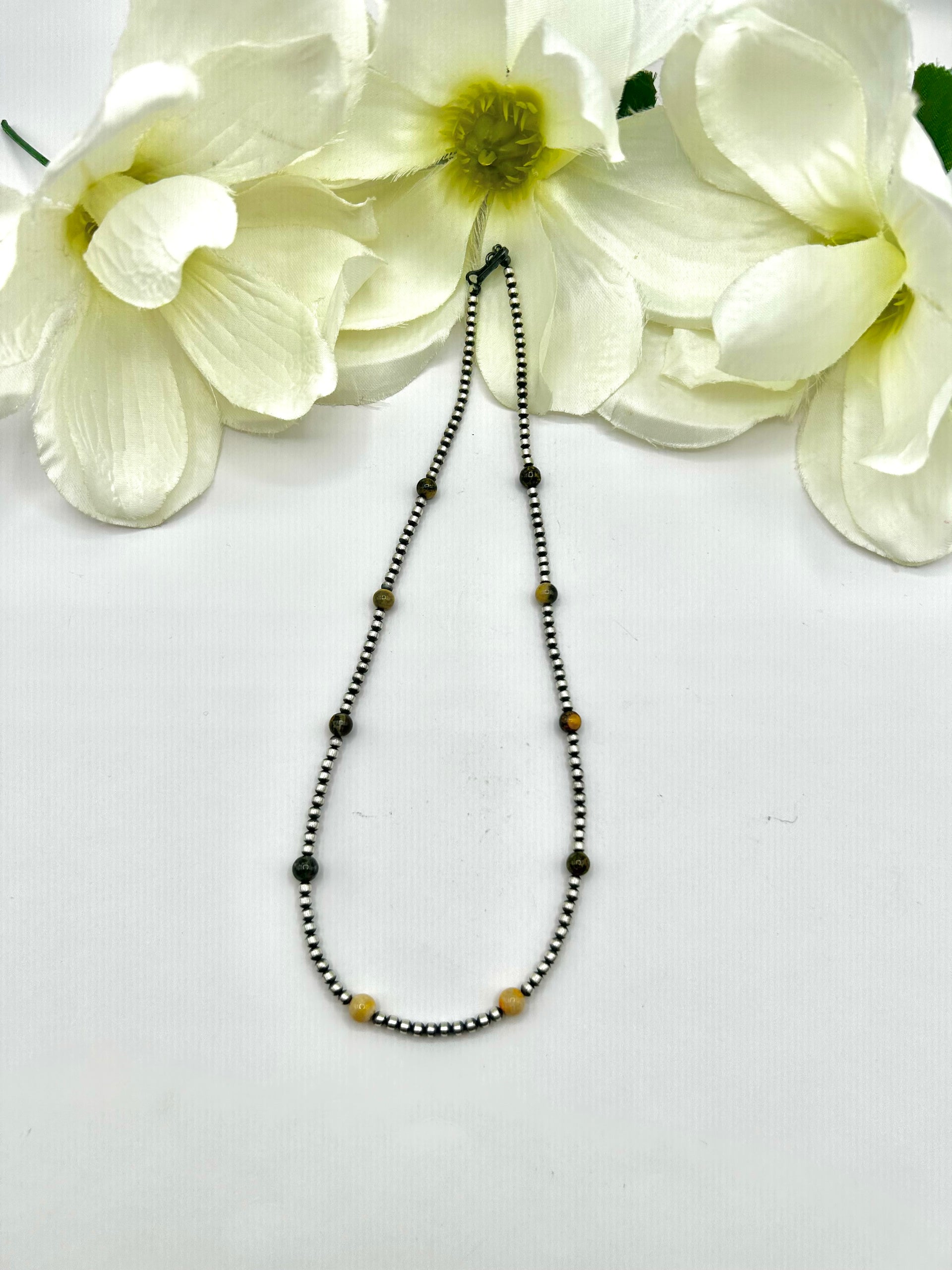 Navajo Made Strung 3 MM BB Agate Necklace