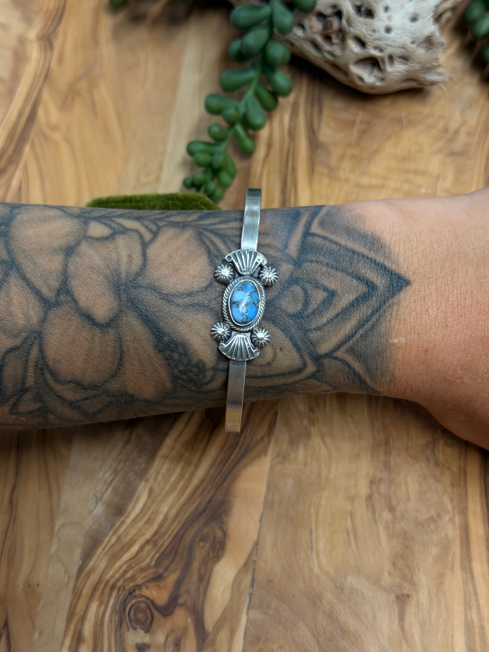 Genevieve Francisco Golden Hills Turquoise and Sterling Silver Cuff Bracelet