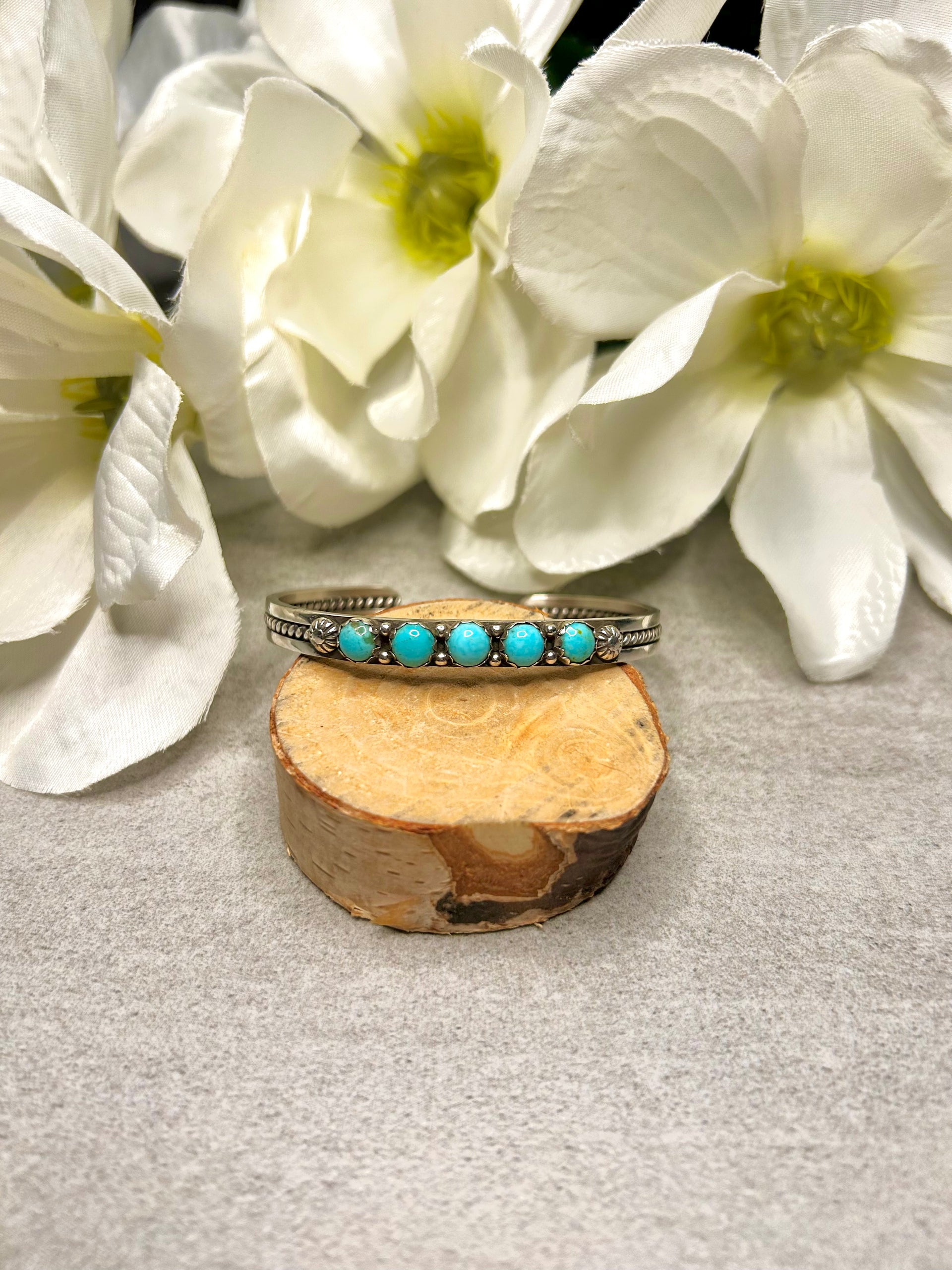 Navajo Made Kingman Turquoise & Sterling Silver Cuff Bracelet