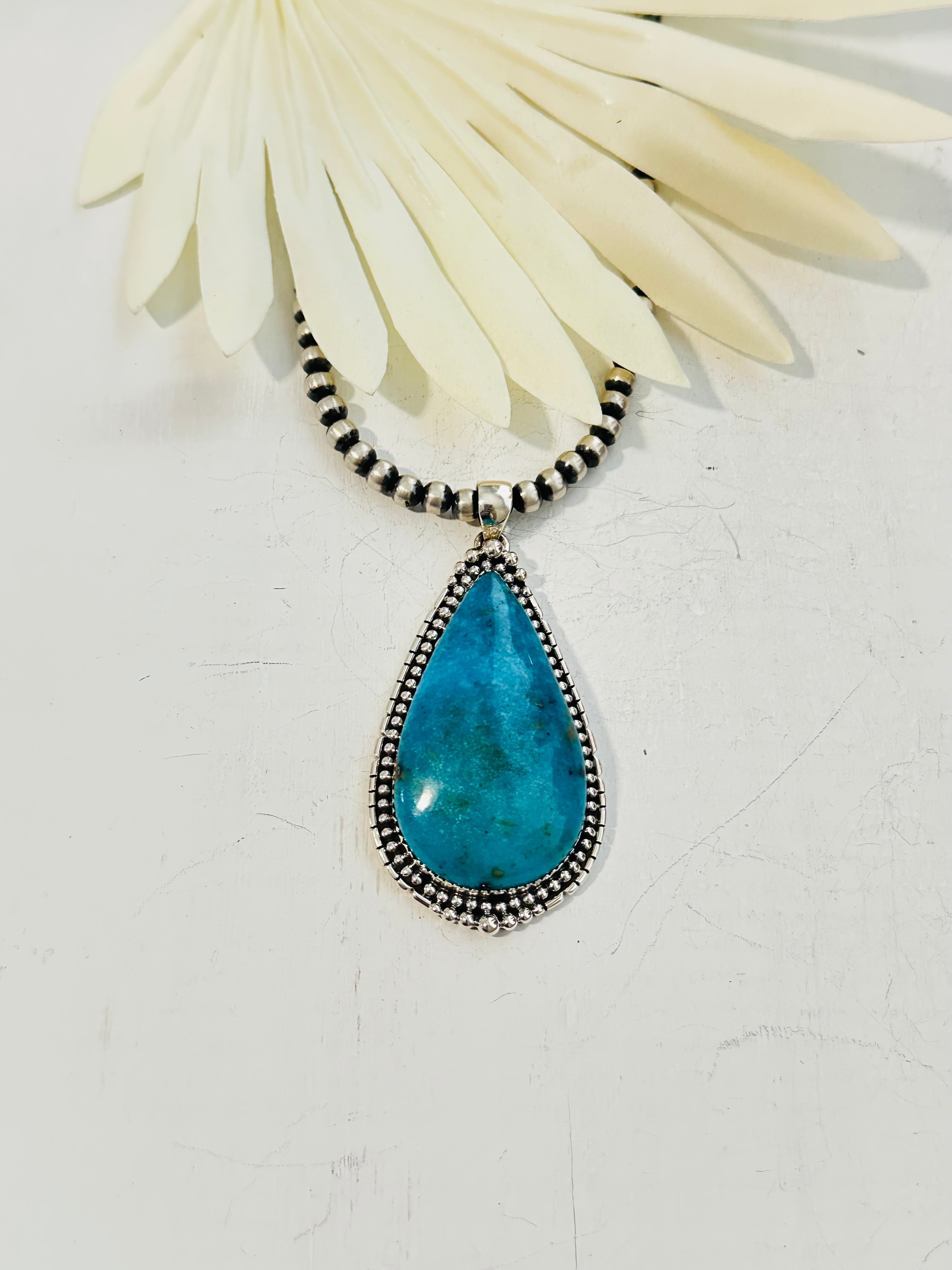 Southwest Handmade Blue Ridge Turquoise & Sterling Silver Pendant