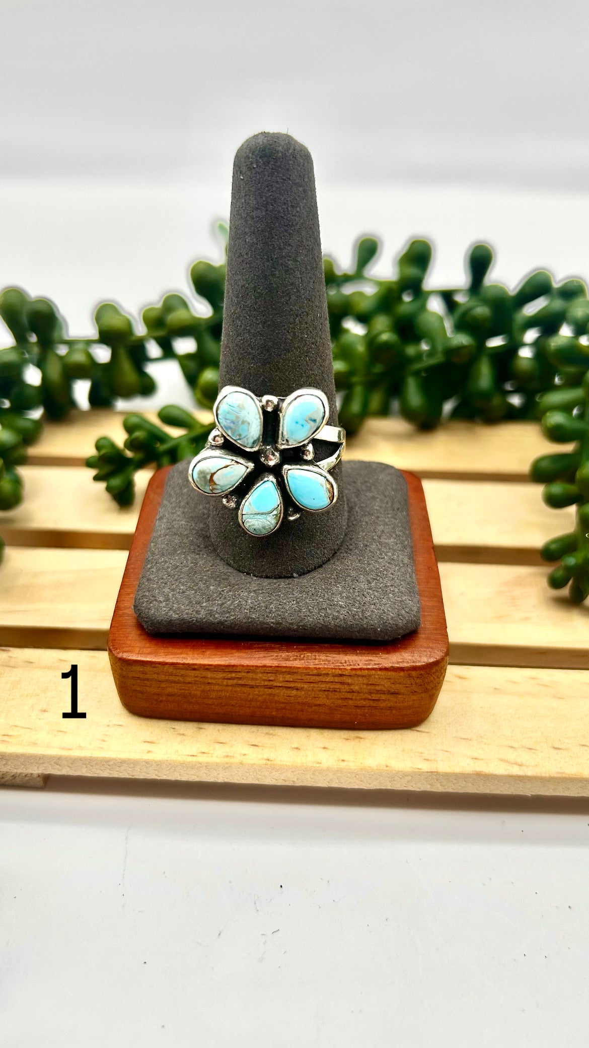 Navajo Made Mohave Turquoise & Sterling Silver Adjustable Ring