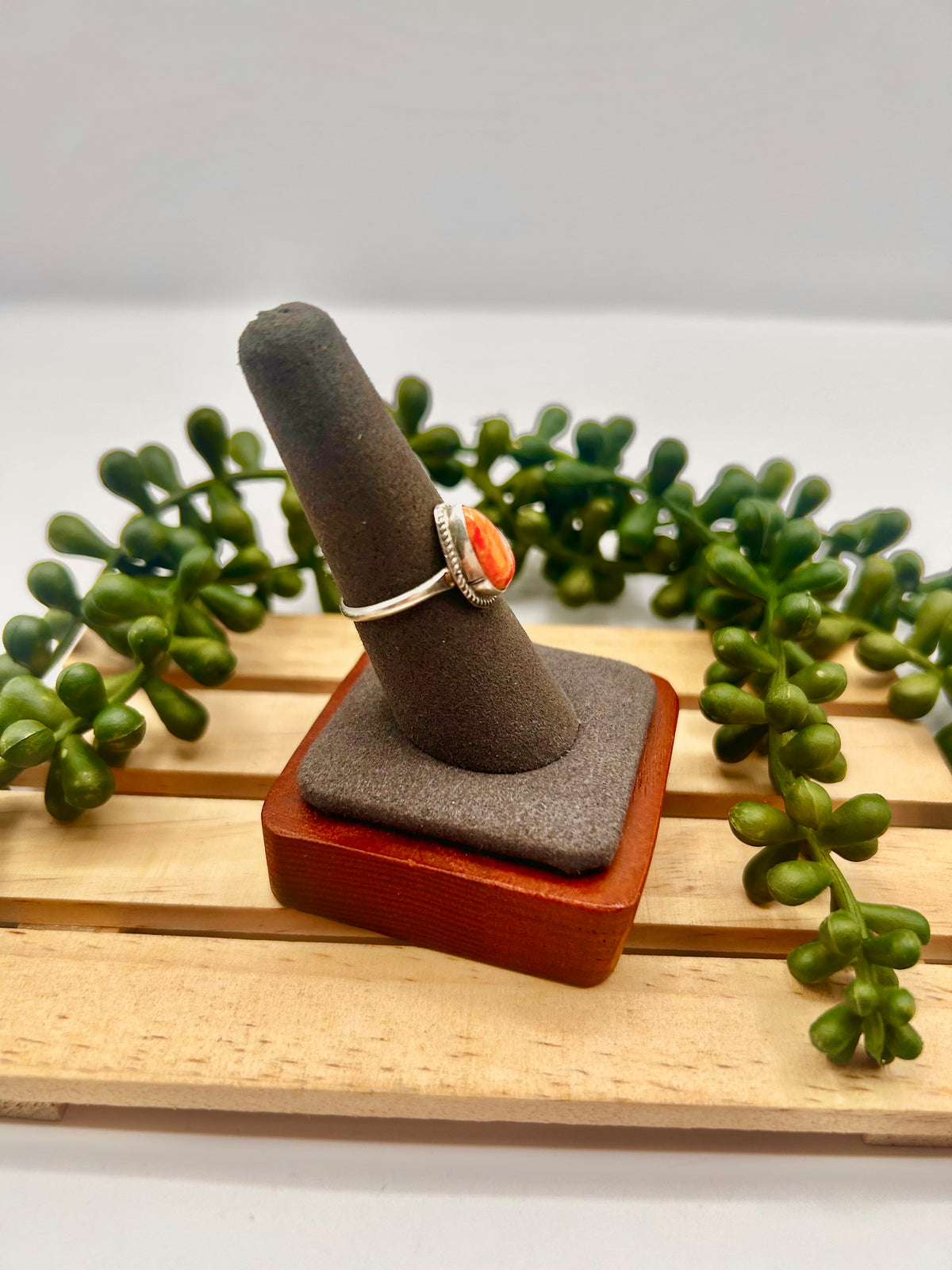 Navajo Made Spiny Oyster & Sterling Silver Ring