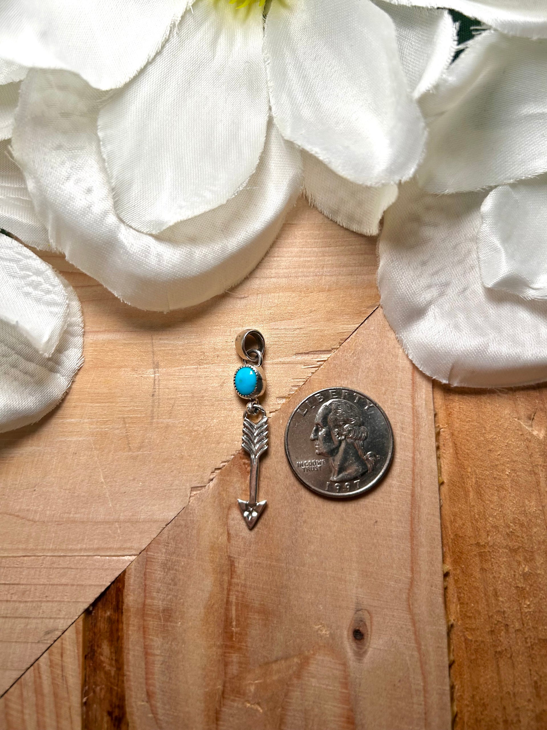 Navajo Made Kingman Turquoise & Sterling Silver Pendant