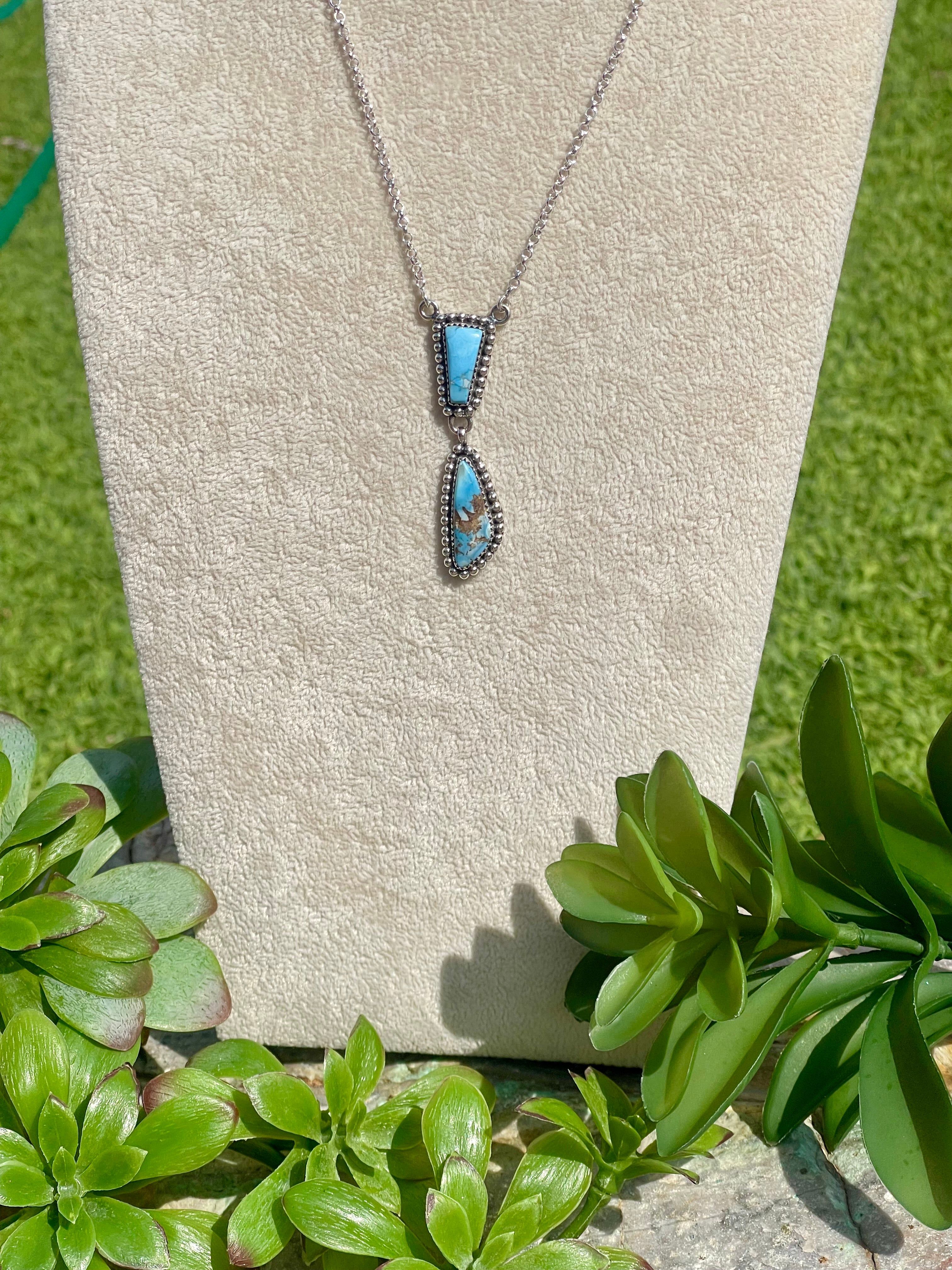 Southwest Handmade Golden Hills Turquoise & Sterling Silver Necklace