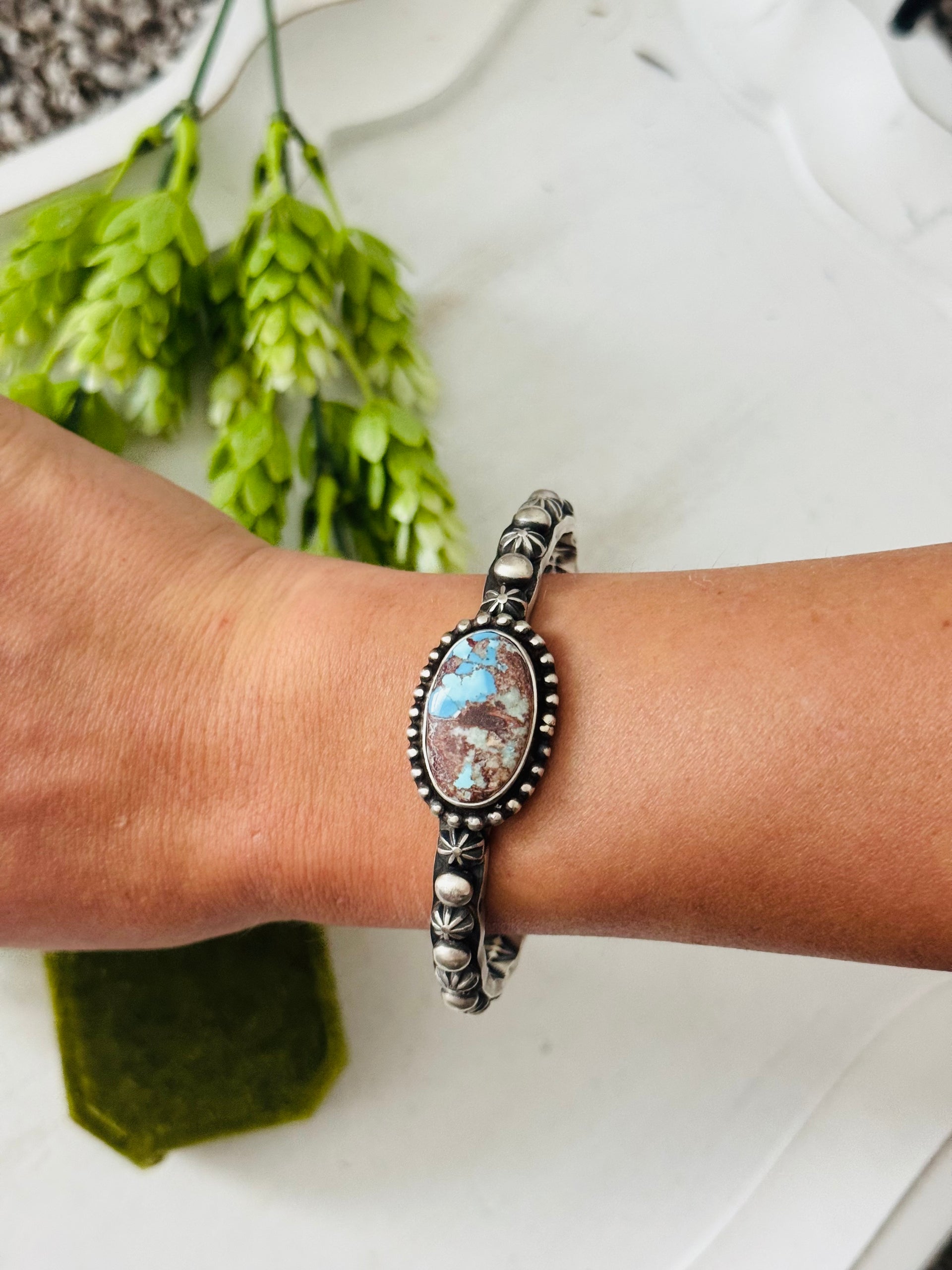 LeRoy James Golden Hills Turquoise & Sterling Silver Cuff Bracelet