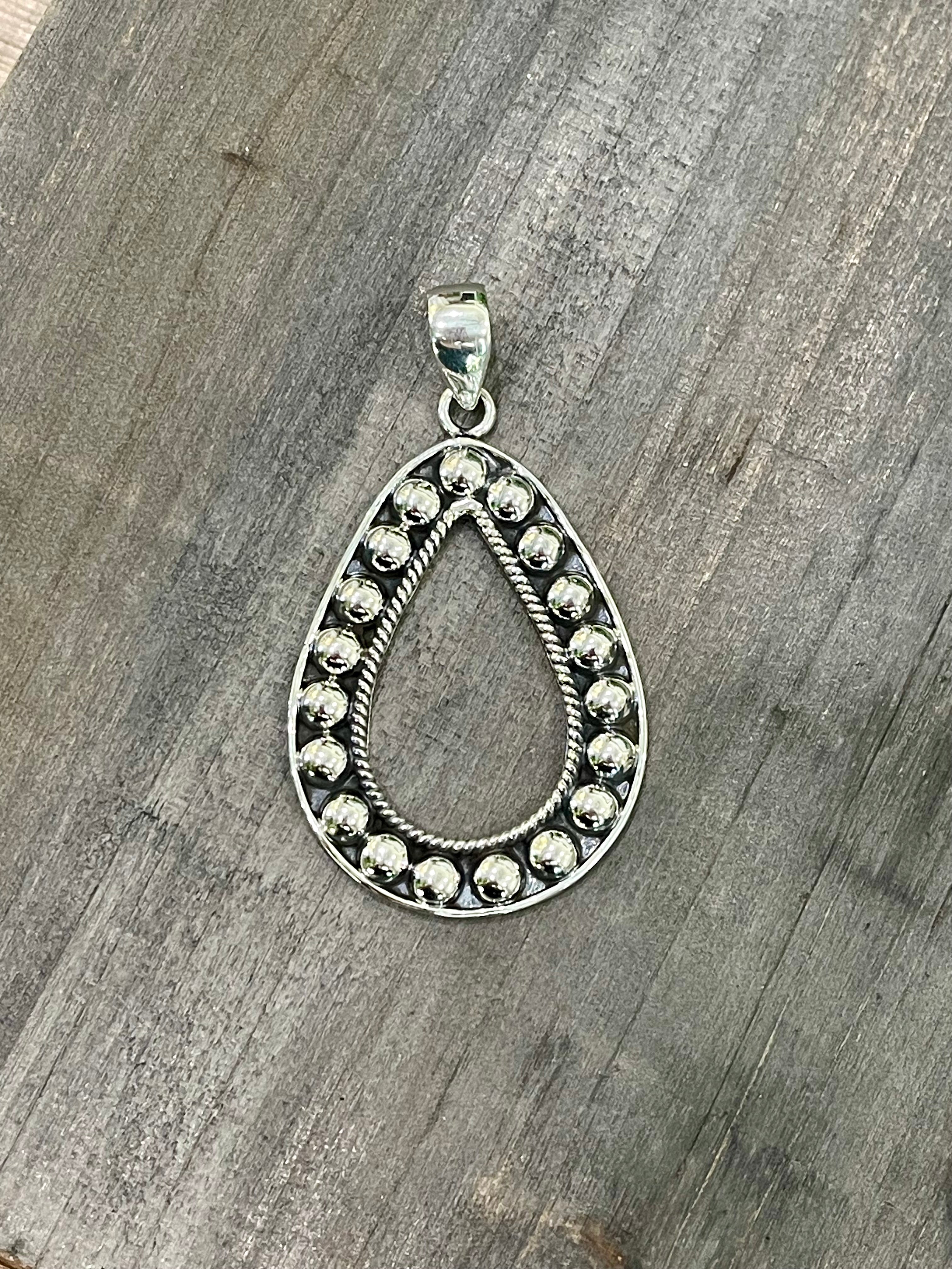 Southwest Handmade Sterling Silver Teardrop Pendant