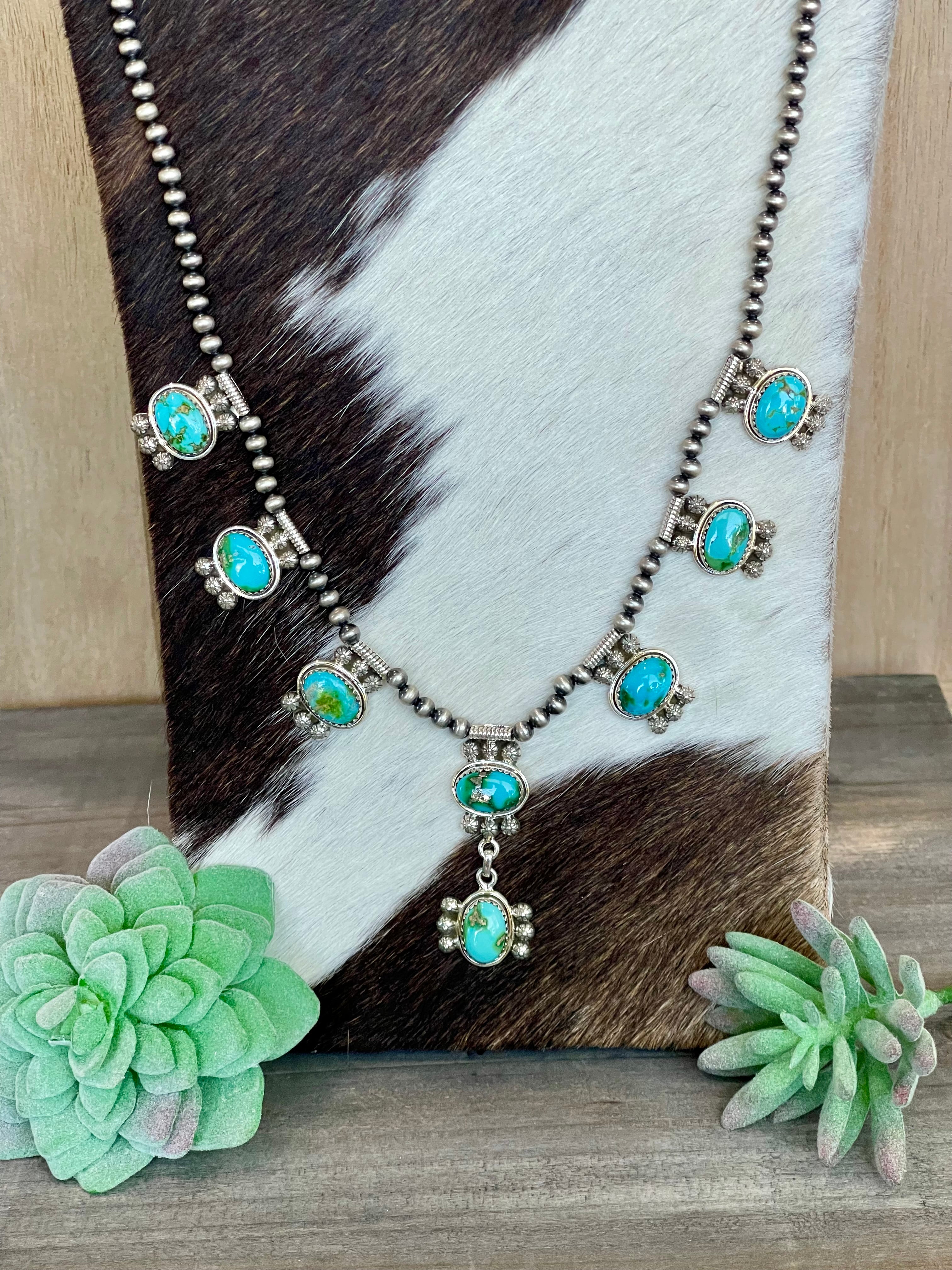 Southwest Handmade Sonoran Mountain Turquoise & Sterling Silver Necklace