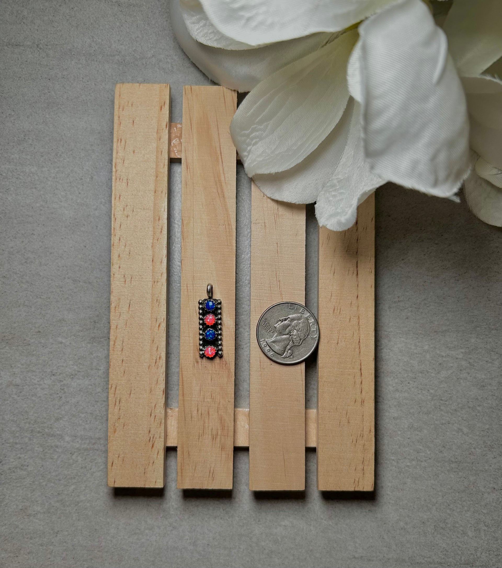 Navajo Made Multi Opal & Sterling Silver Pendant