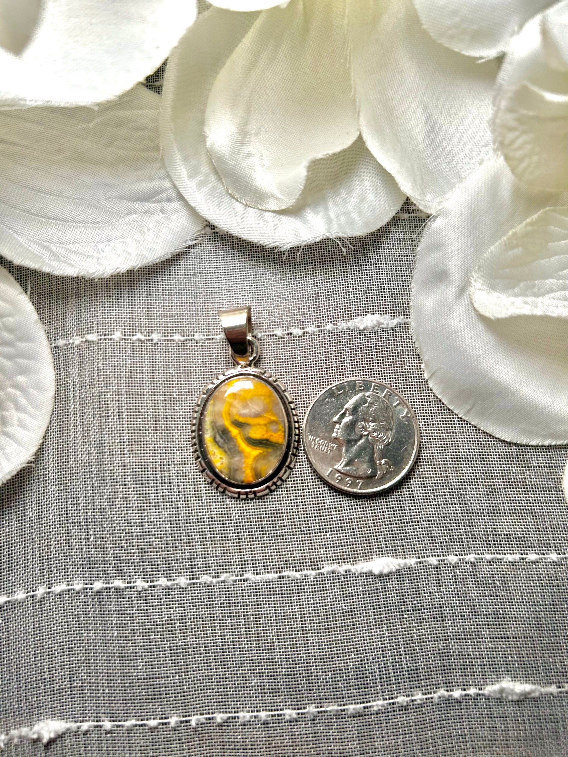 Navajo Made BB Agate & Sterling Silver Pendant