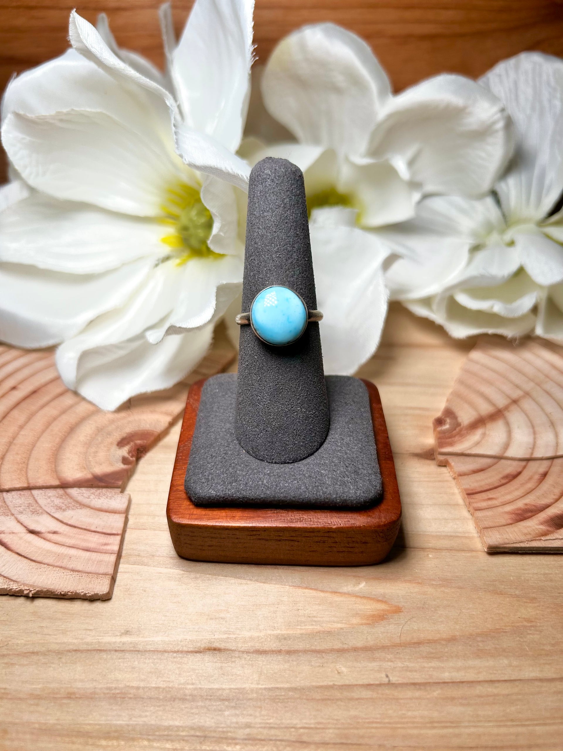 Navajo Made Golden Hill Turquoise & Sterling Silver Ring Size 7.5