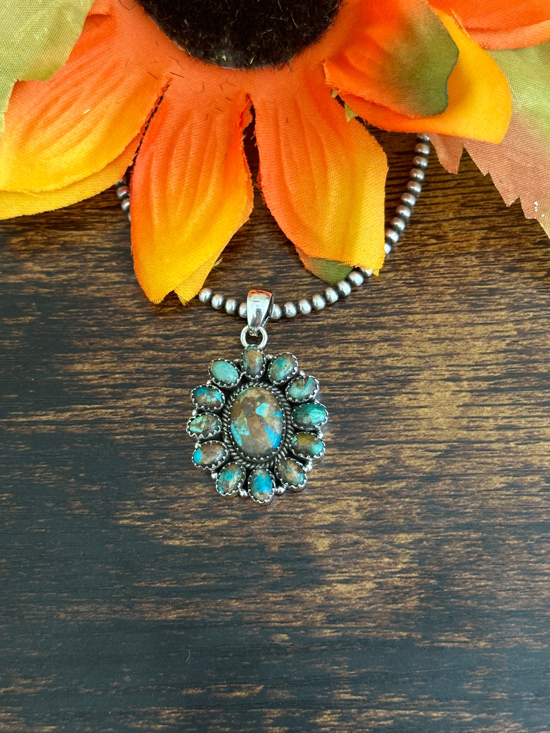Southwest Handmade Sterling Silver Cluster Pendant