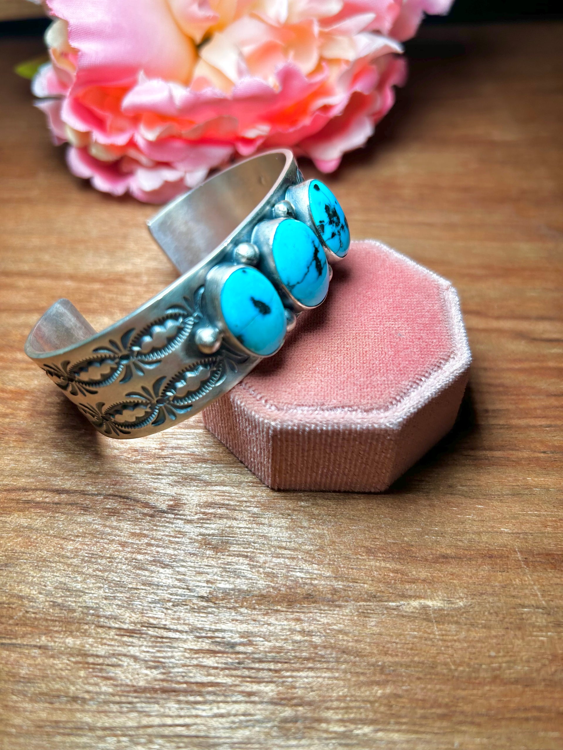 Leroy James Blue Ridge Turquoise  & Sterling Silver Cuff Bracelet