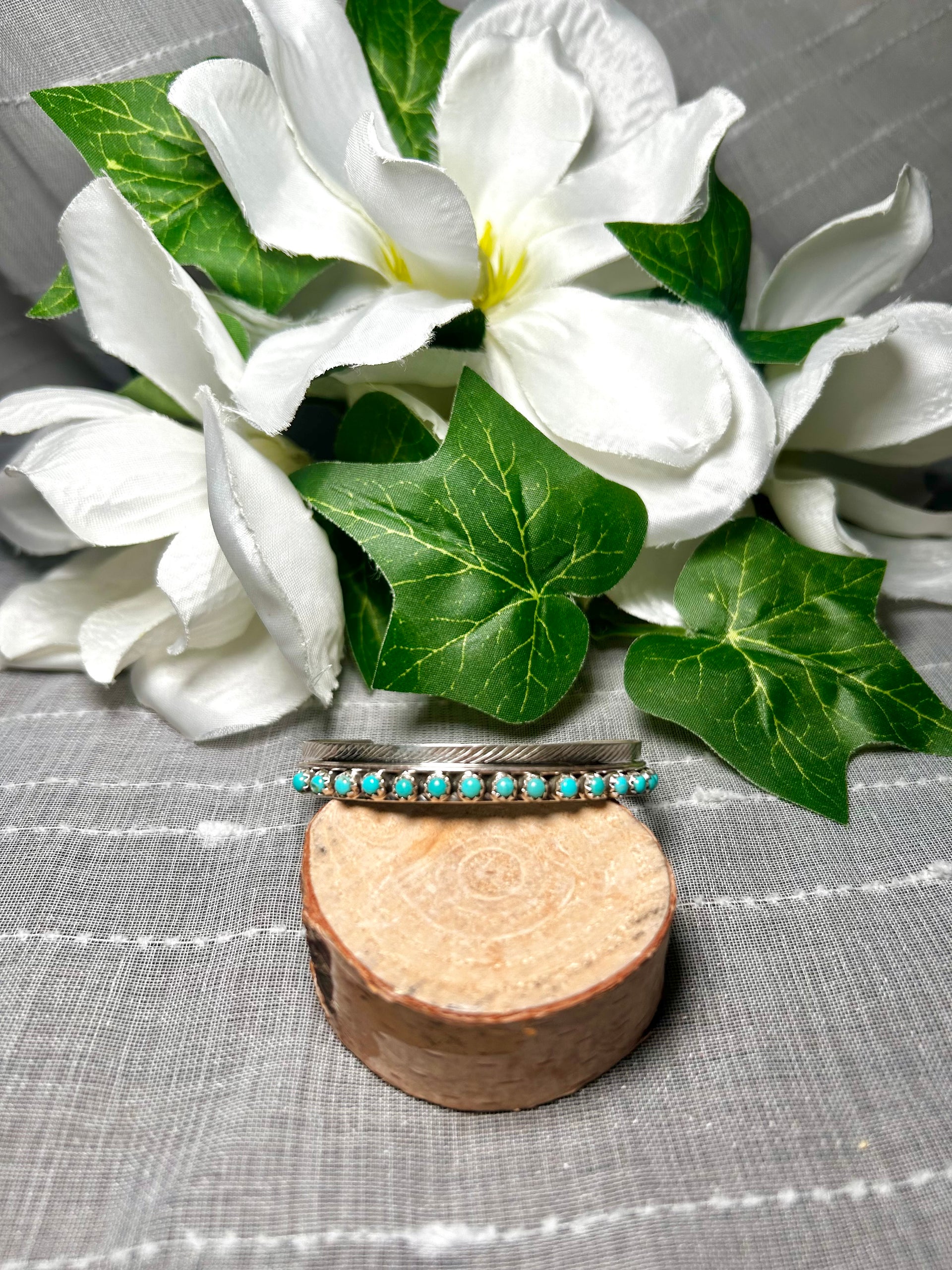 Navajo Made Kingman Turquoise & Sterling Silver Cuff Bracelet