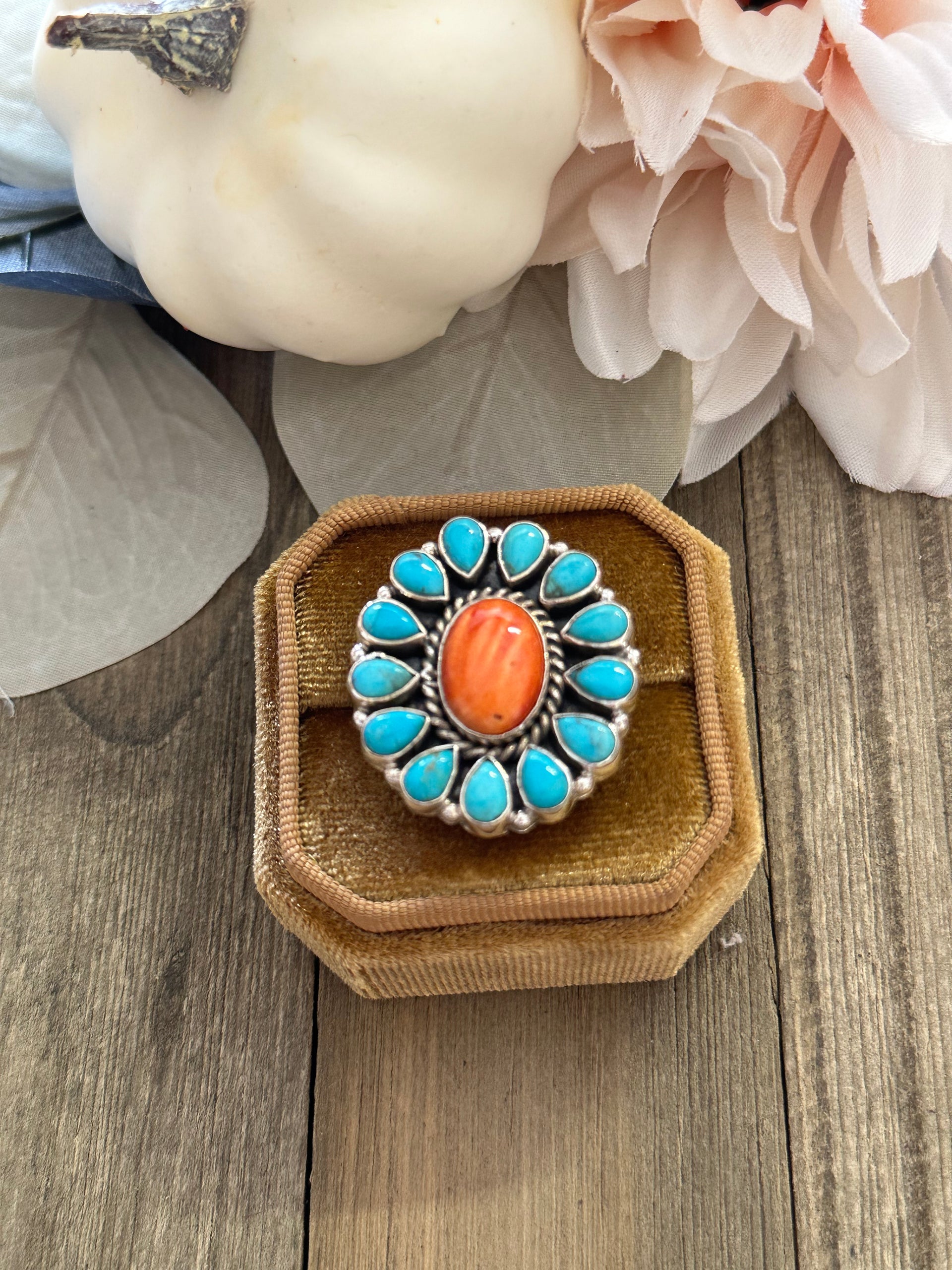 Southwest Handmade Multi Stone & Sterling Silver Adjustable Ring