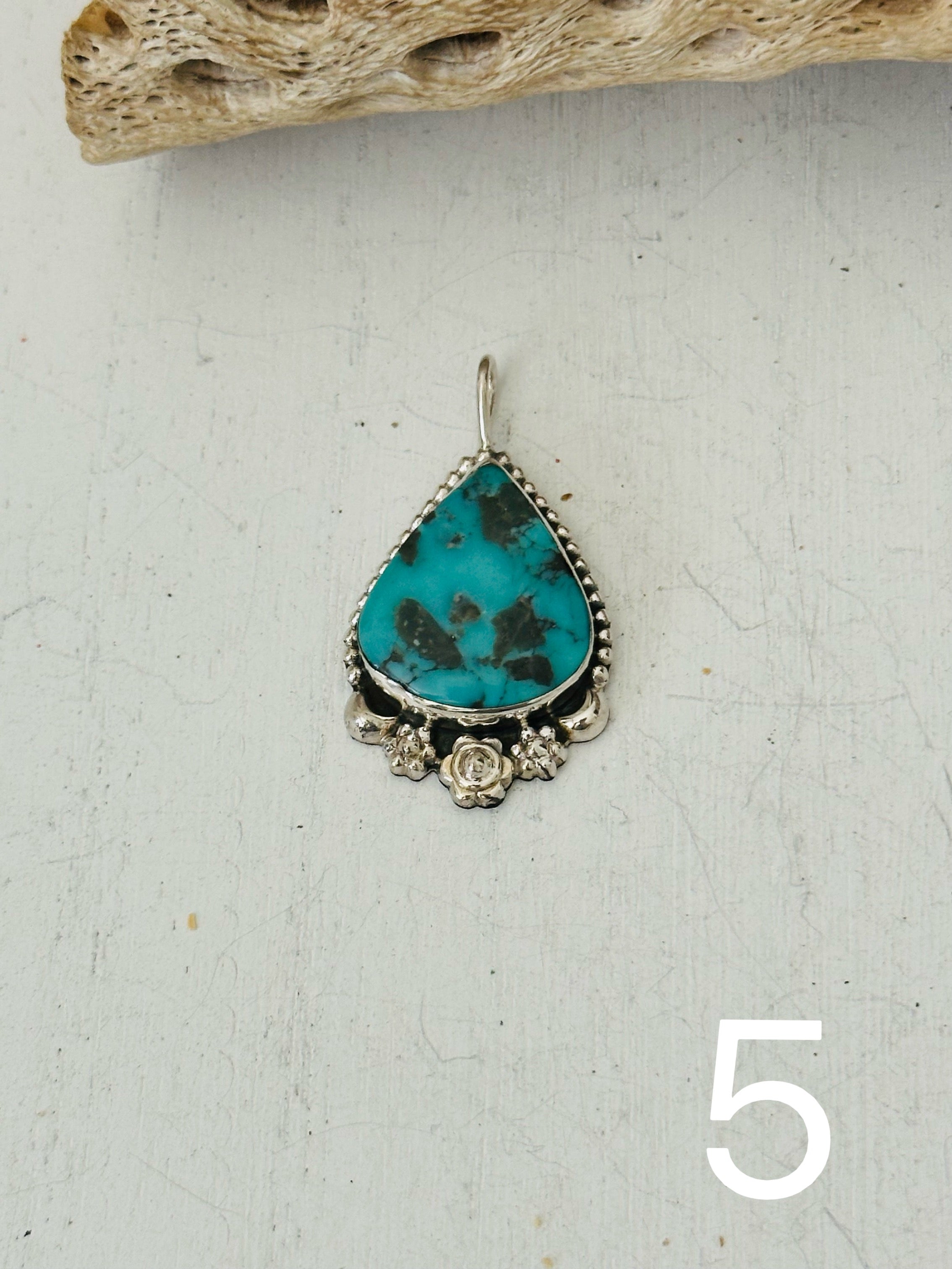 Southwest Handmade Kingman Turquoise & Sterling Silver Pendant