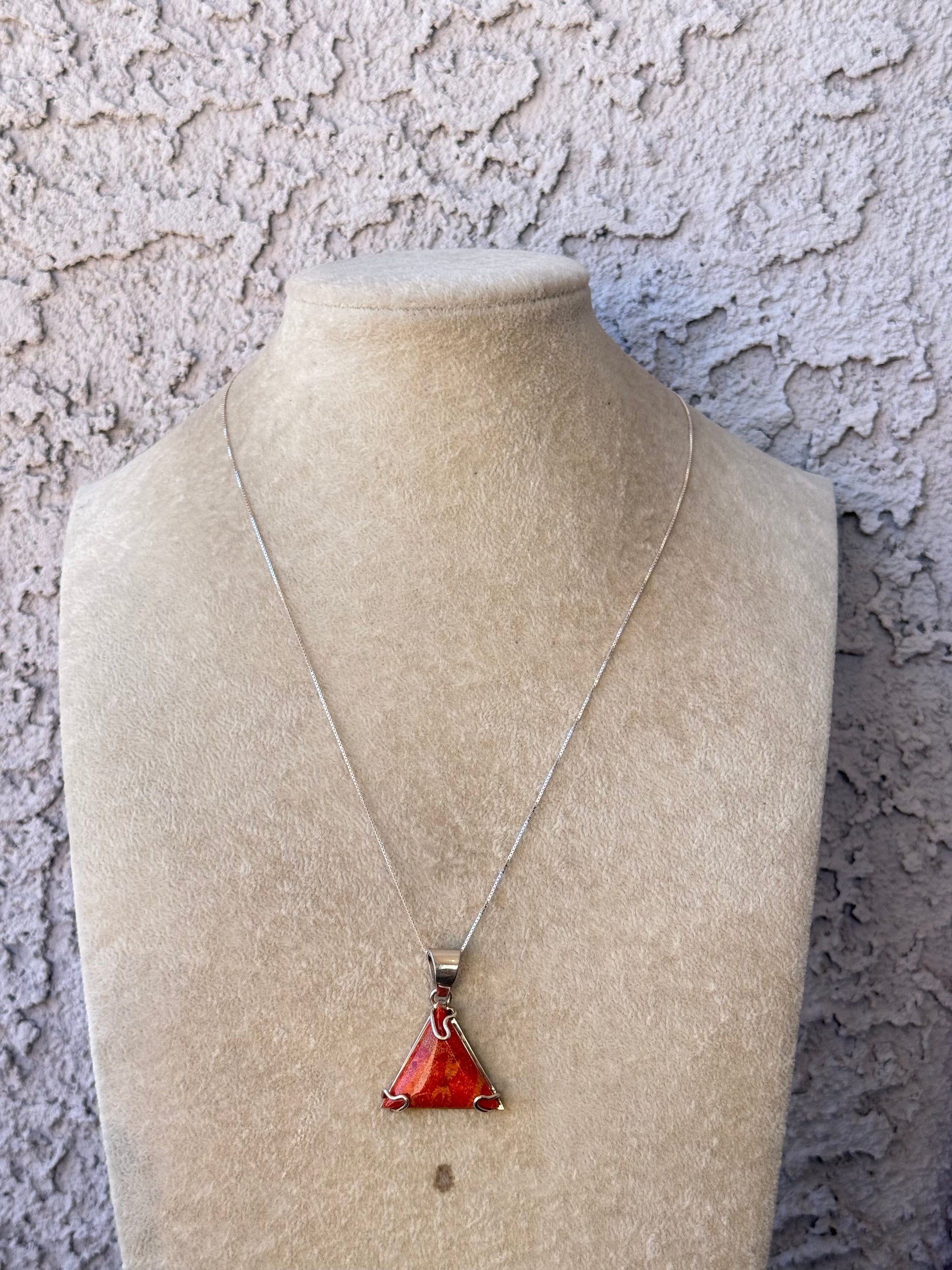 Navajo Made Made Apple Coral & Sterling Silver Necklace Set