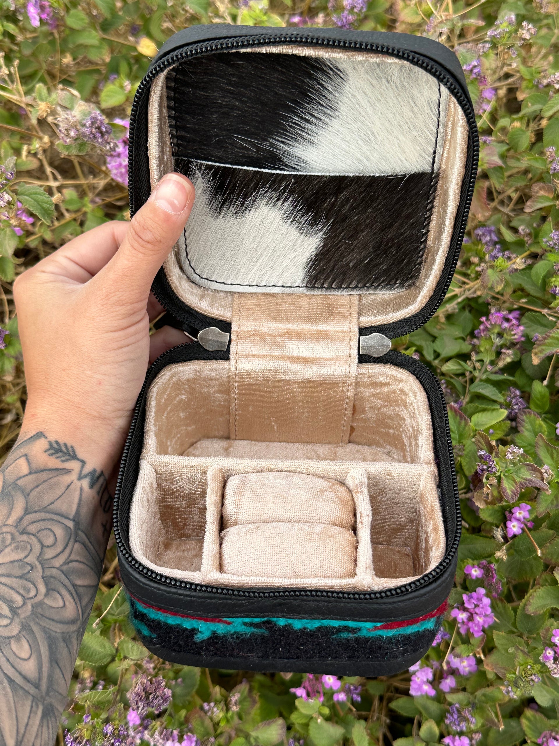 Genuine Leather Cowhide & Saddle Bag Jewelry Box