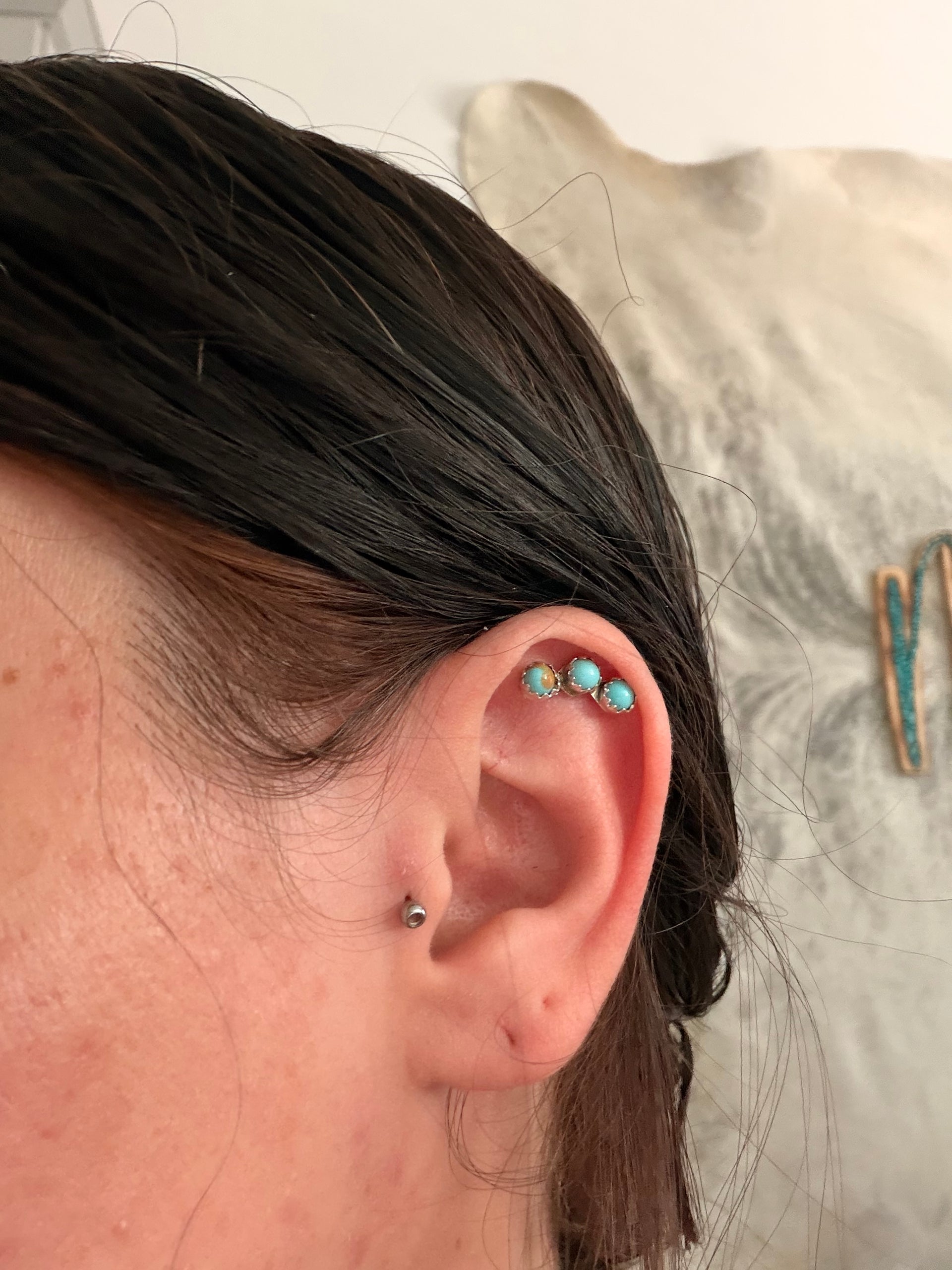 Sylvia Chee Turquoise & Sterling Silver Post Cluster Earrings