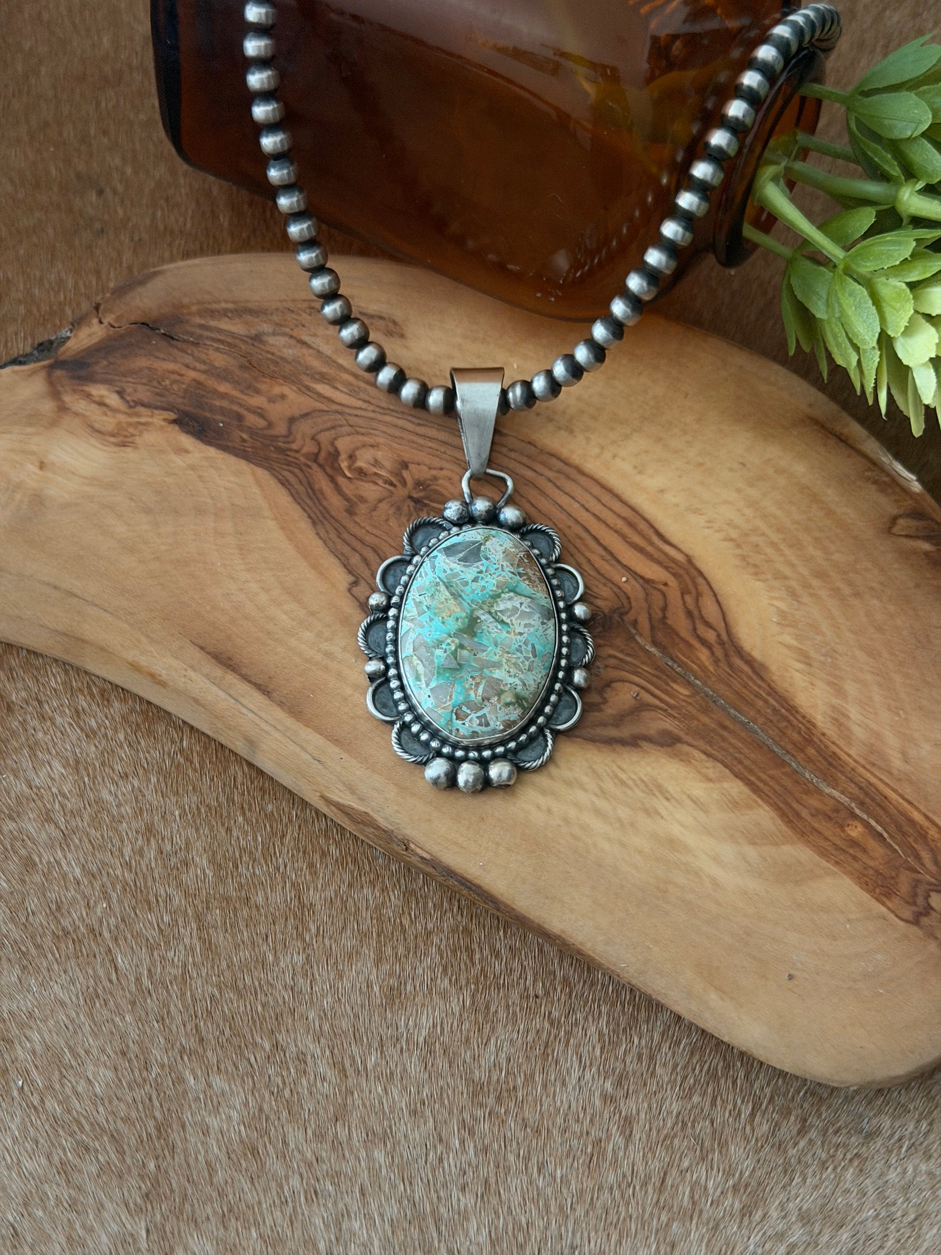 Navajo Made Royston Turquoise & Sterling Silver Pendant