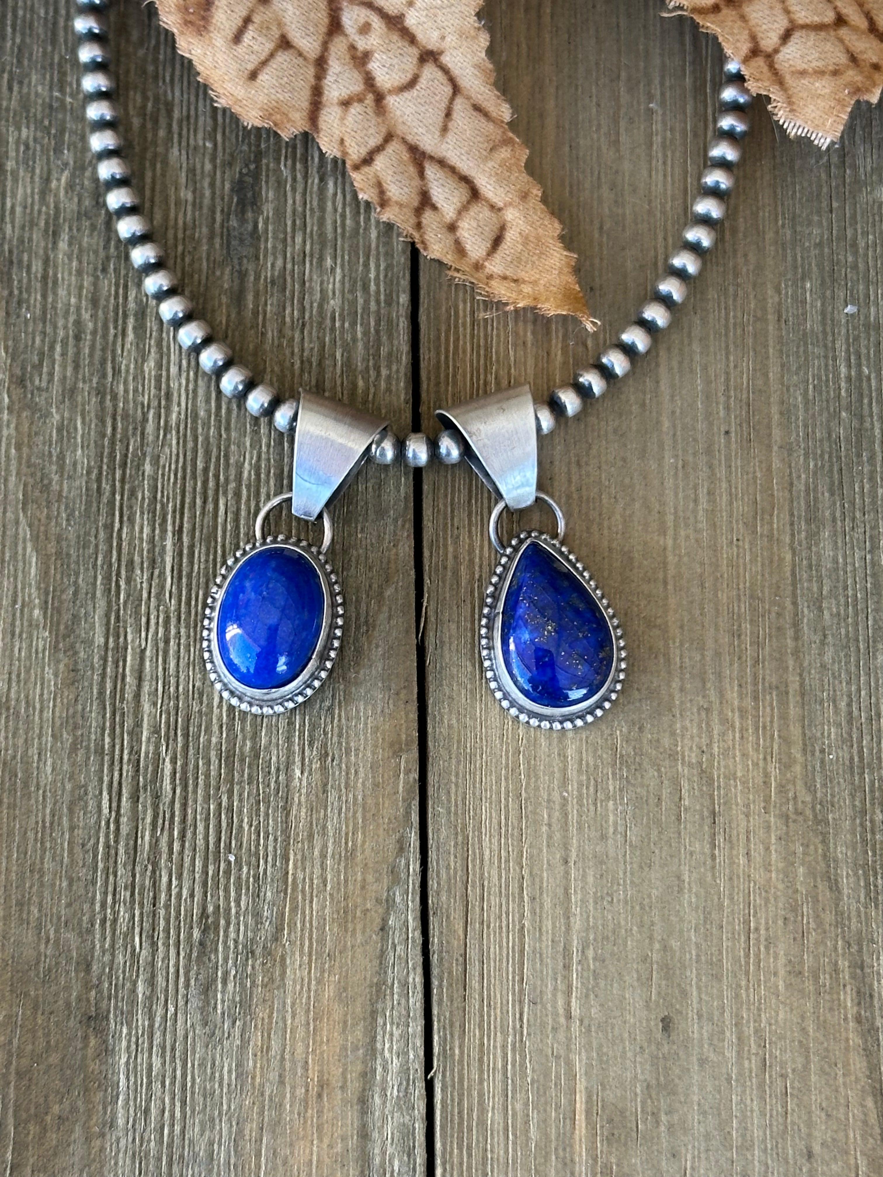 Navajo Made Lapis & Sterling Silver Pendant