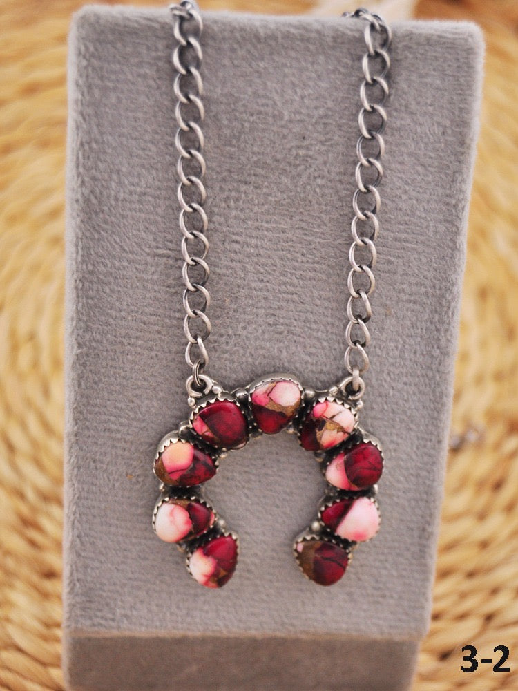Southwest Made Rose Dahlia & Sterling Silver Necklace
