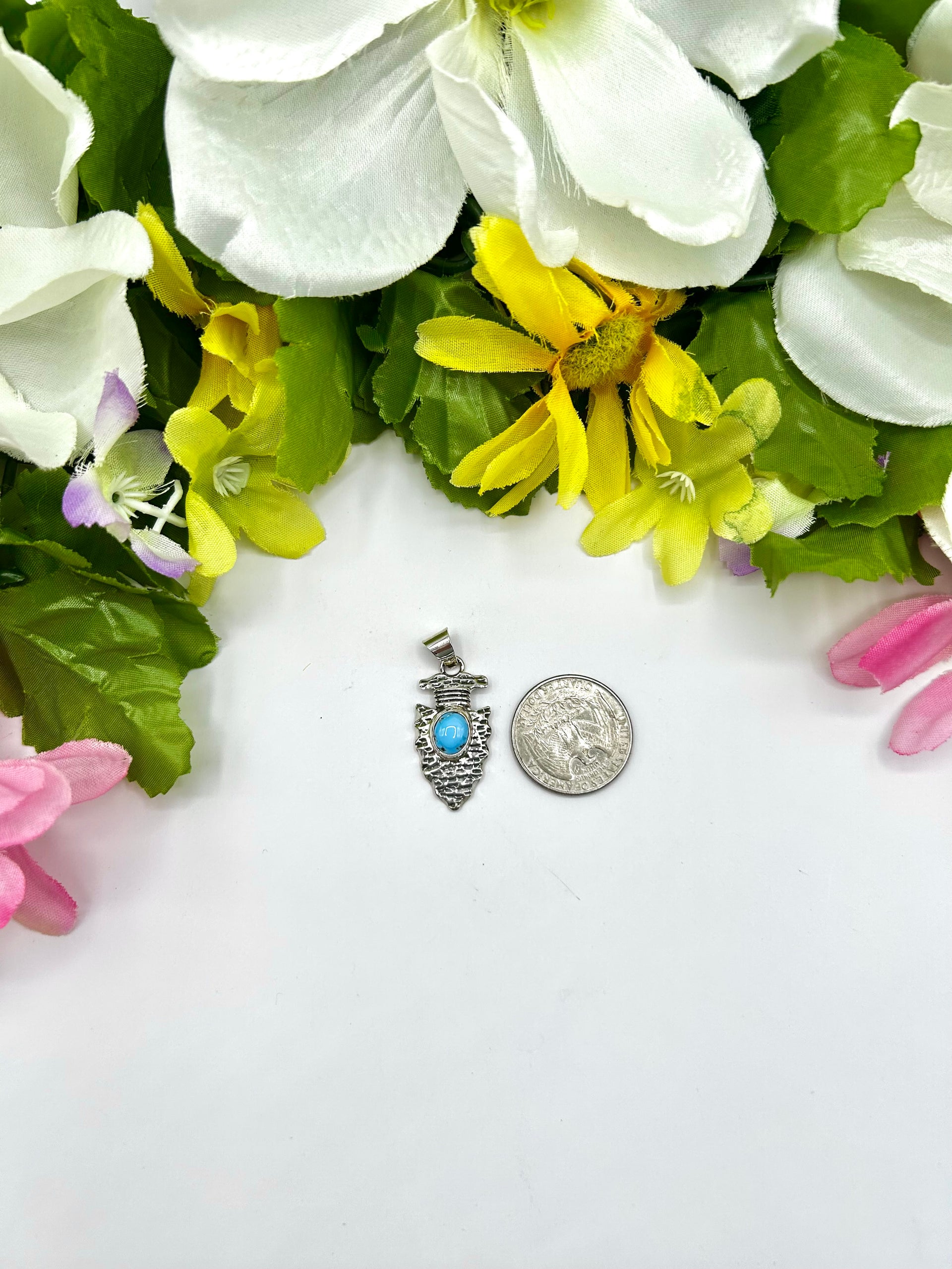 Navajo Made Golden Hill Turquoise & Sterling Silver Pendant