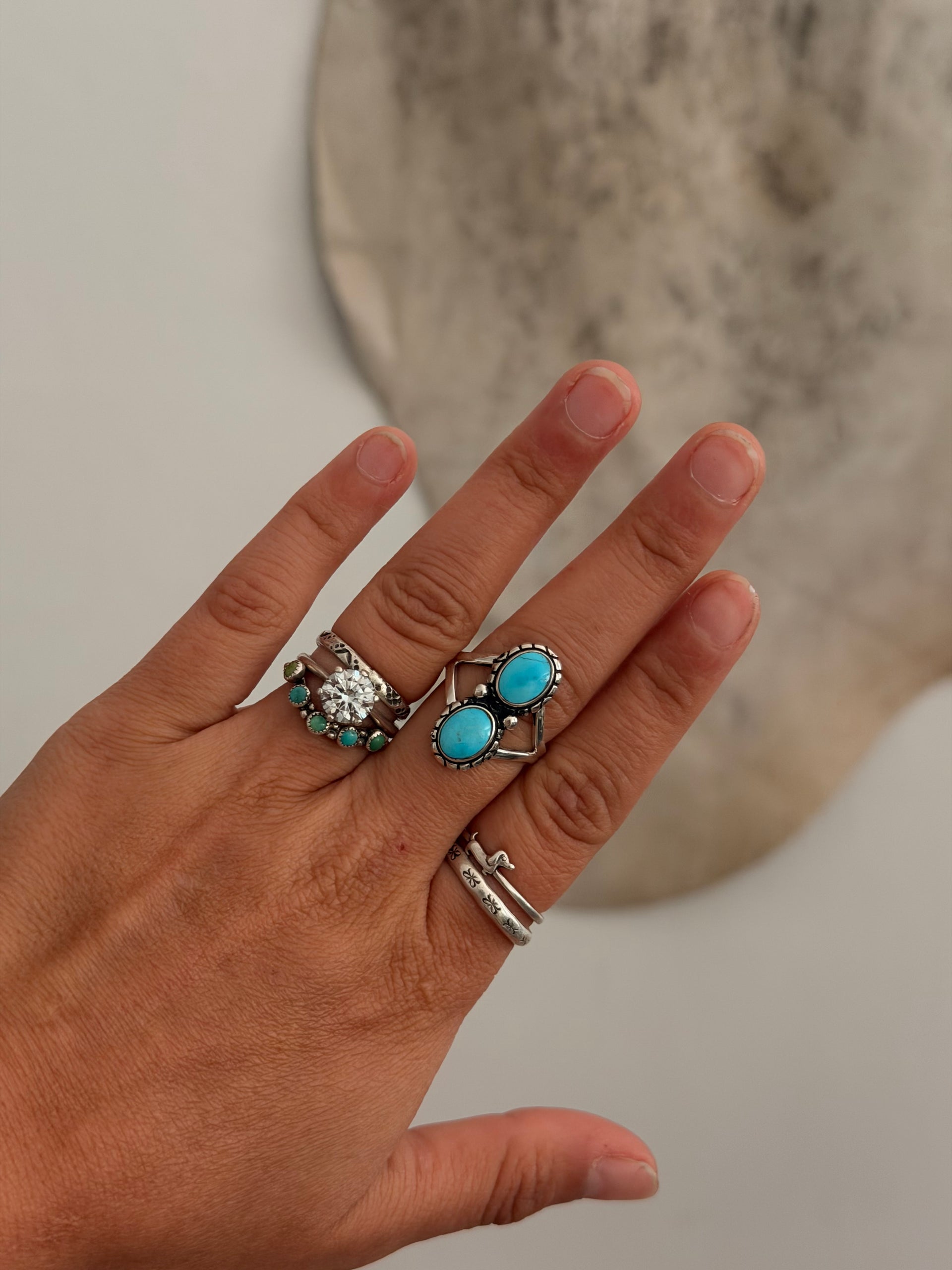Navajo Made Kingman Turquoise & Sterling Silver Ring