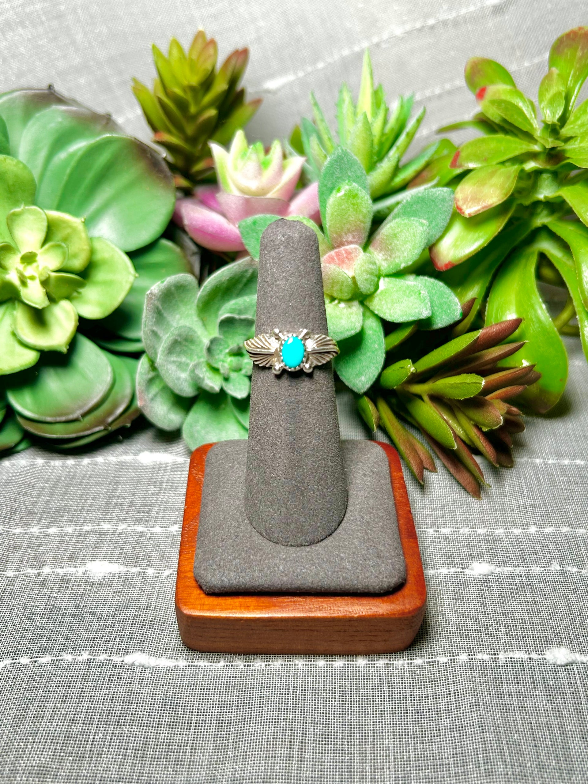 Navajo Made Kingman Turquoise & Sterling Silver Ring